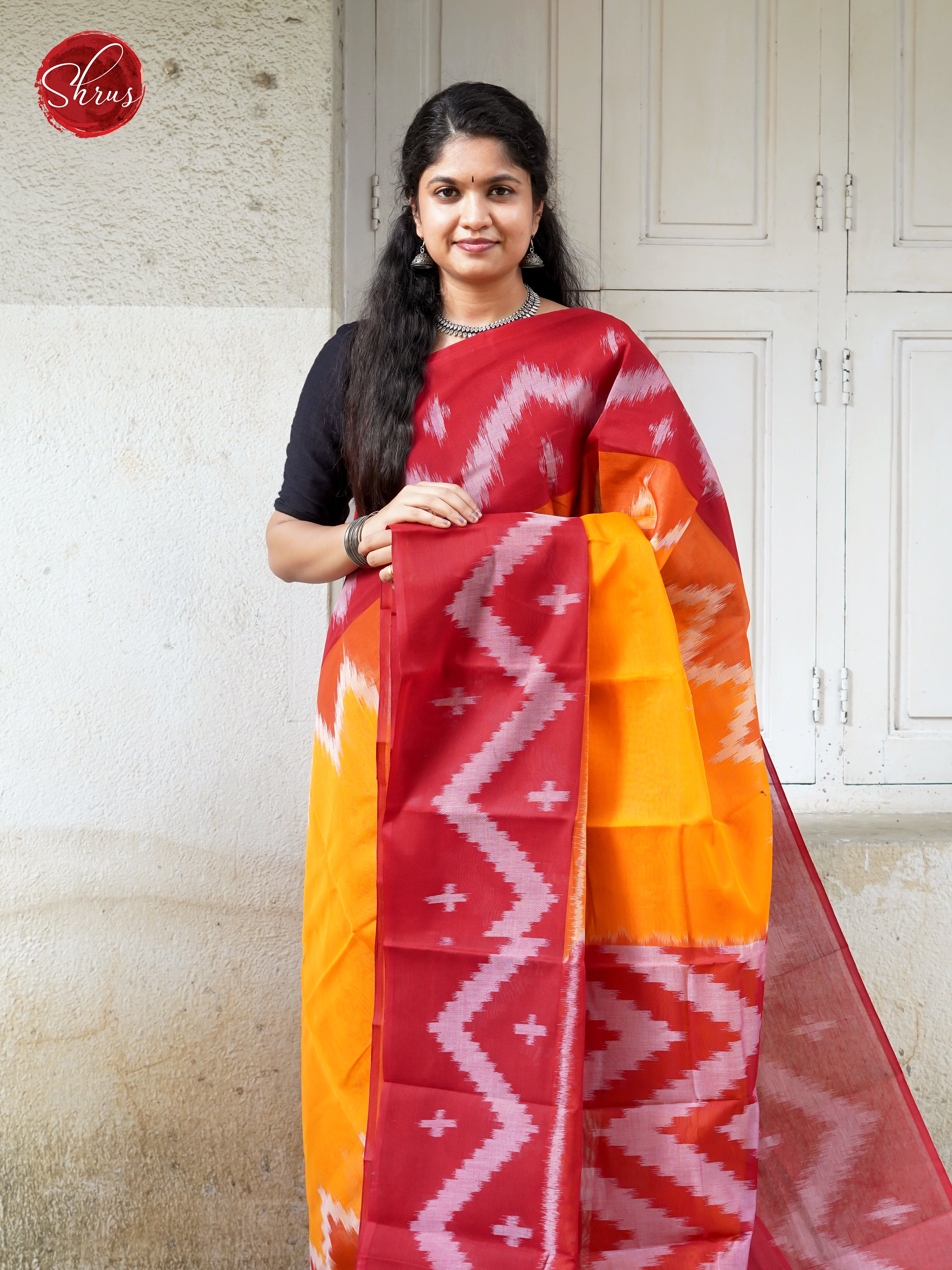 Yellow & Red - Dhakhai cotton - Shop on ShrusEternity.com