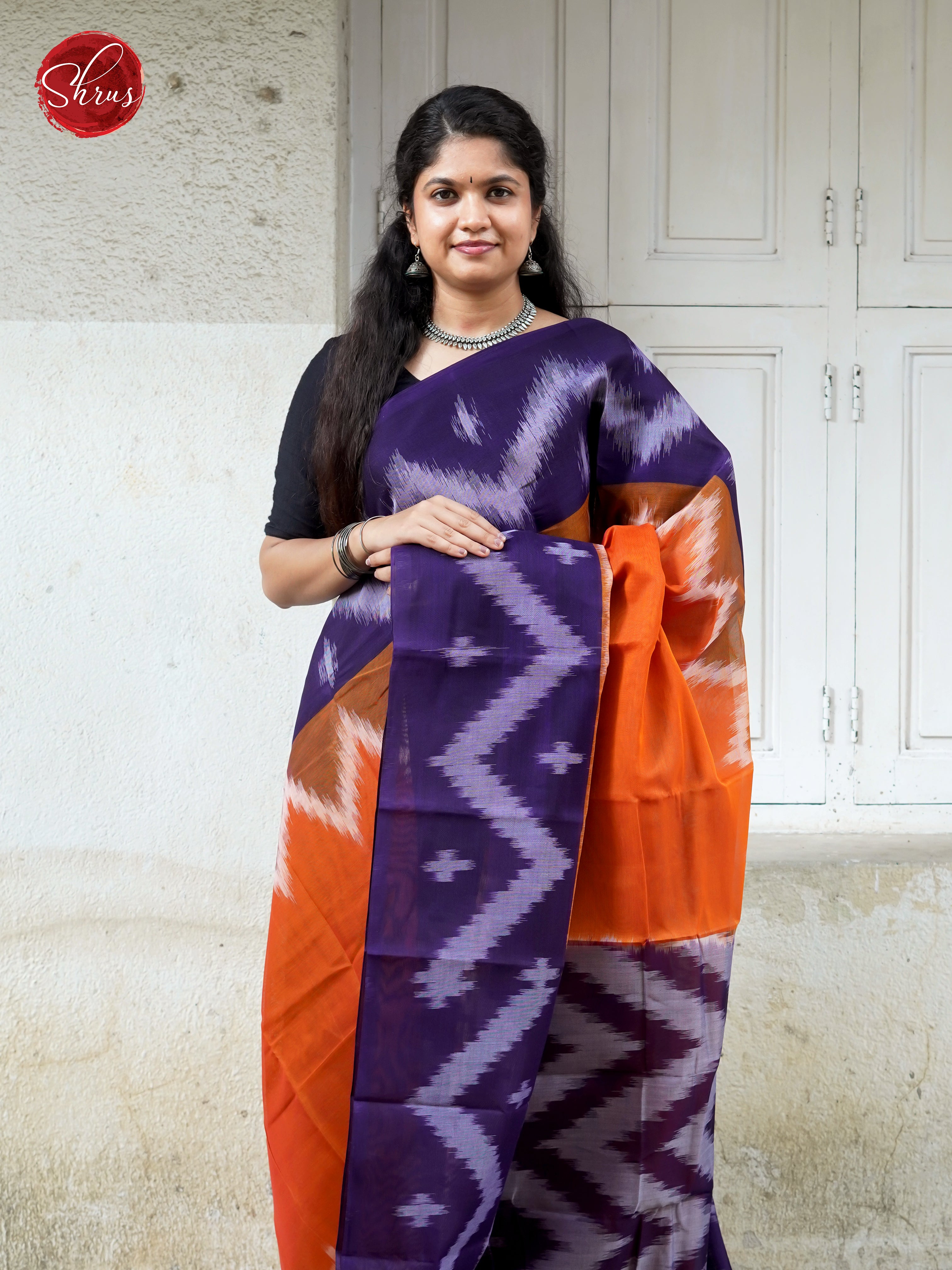 Orange & Violet - Dhakhai cotton - Shop on ShrusEternity.com