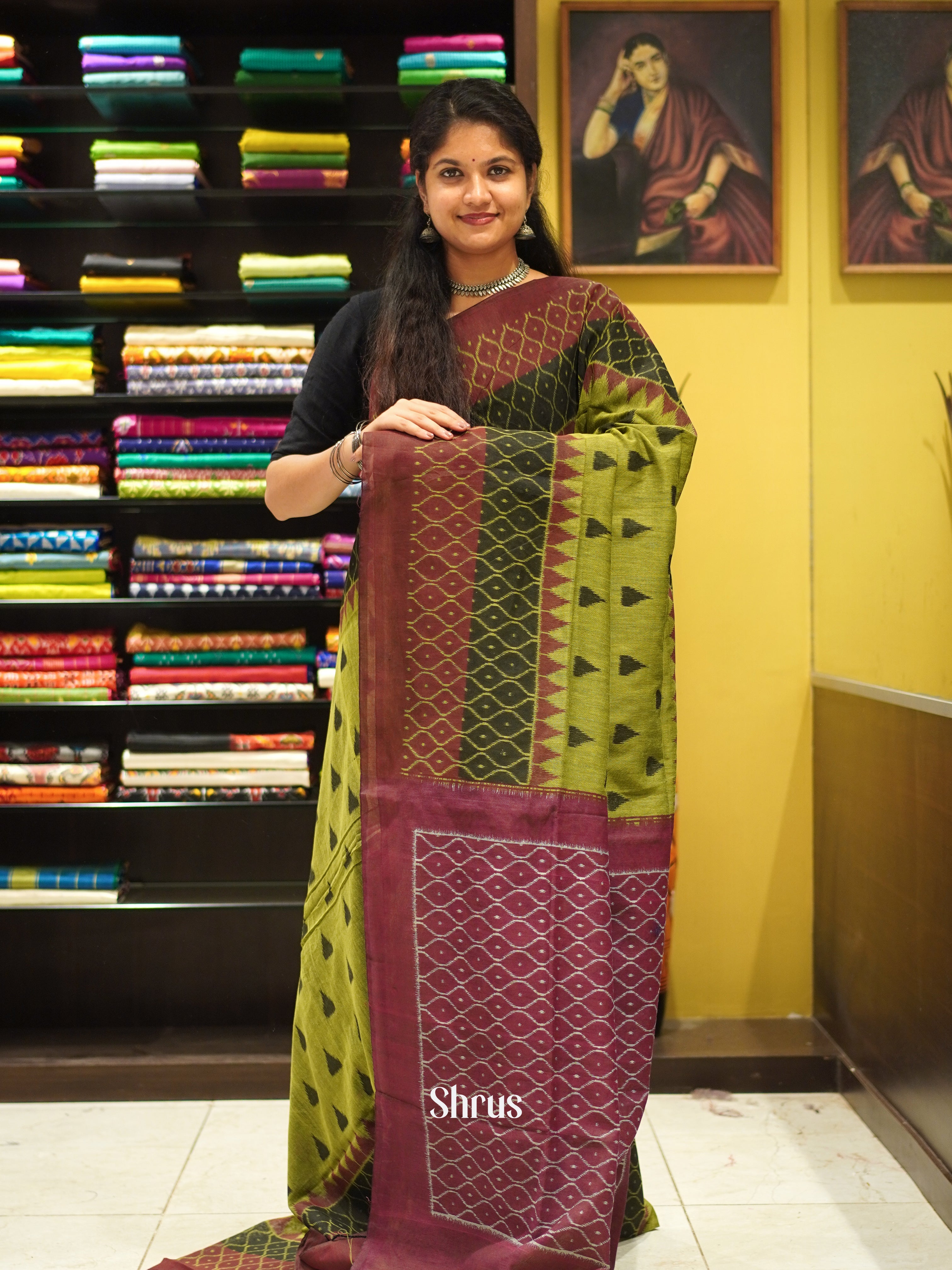 Green & Brown - Bengal cotton Saree - Shop on ShrusEternity.com