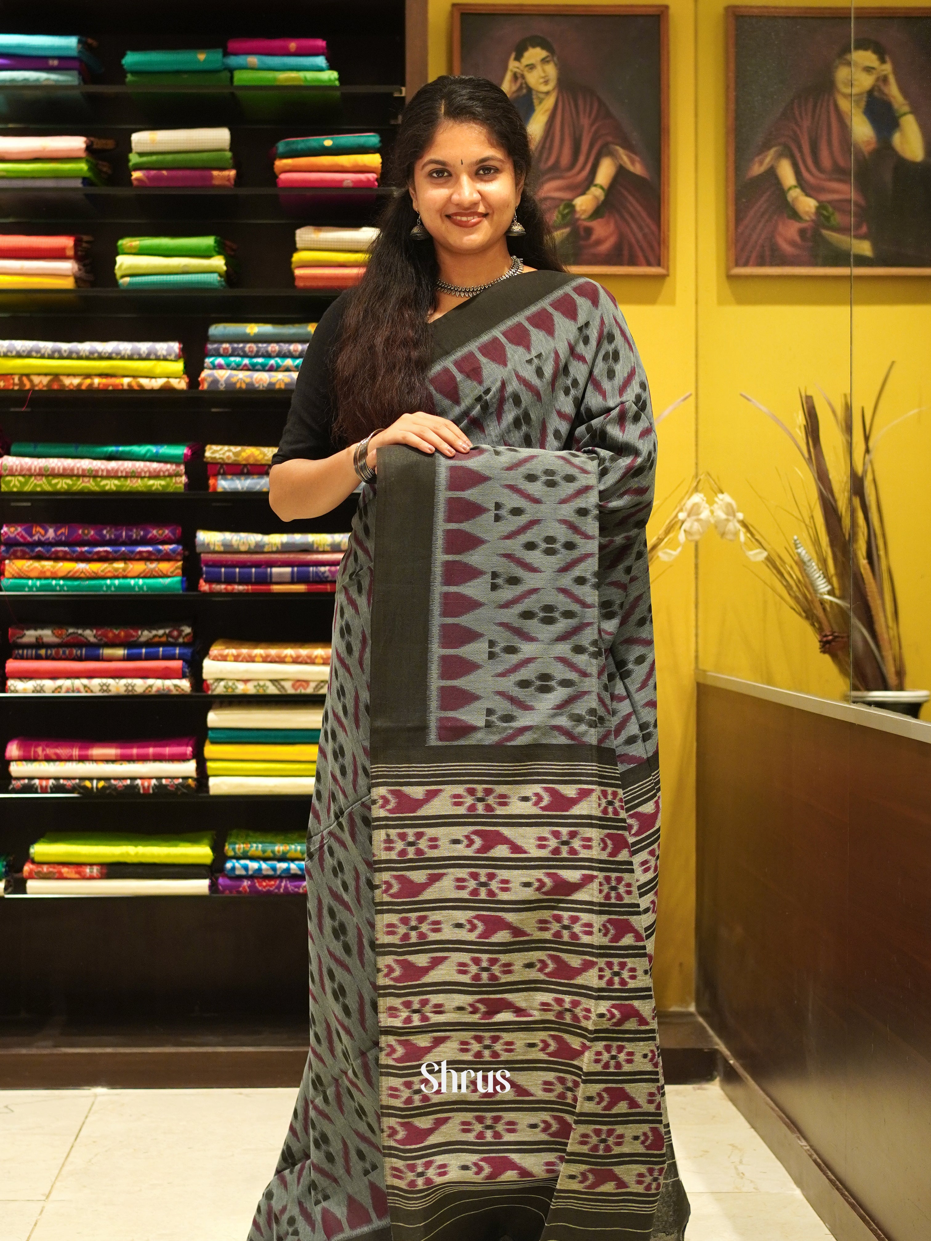 Grey - Bengal cotton Saree - Shop on ShrusEternity.com