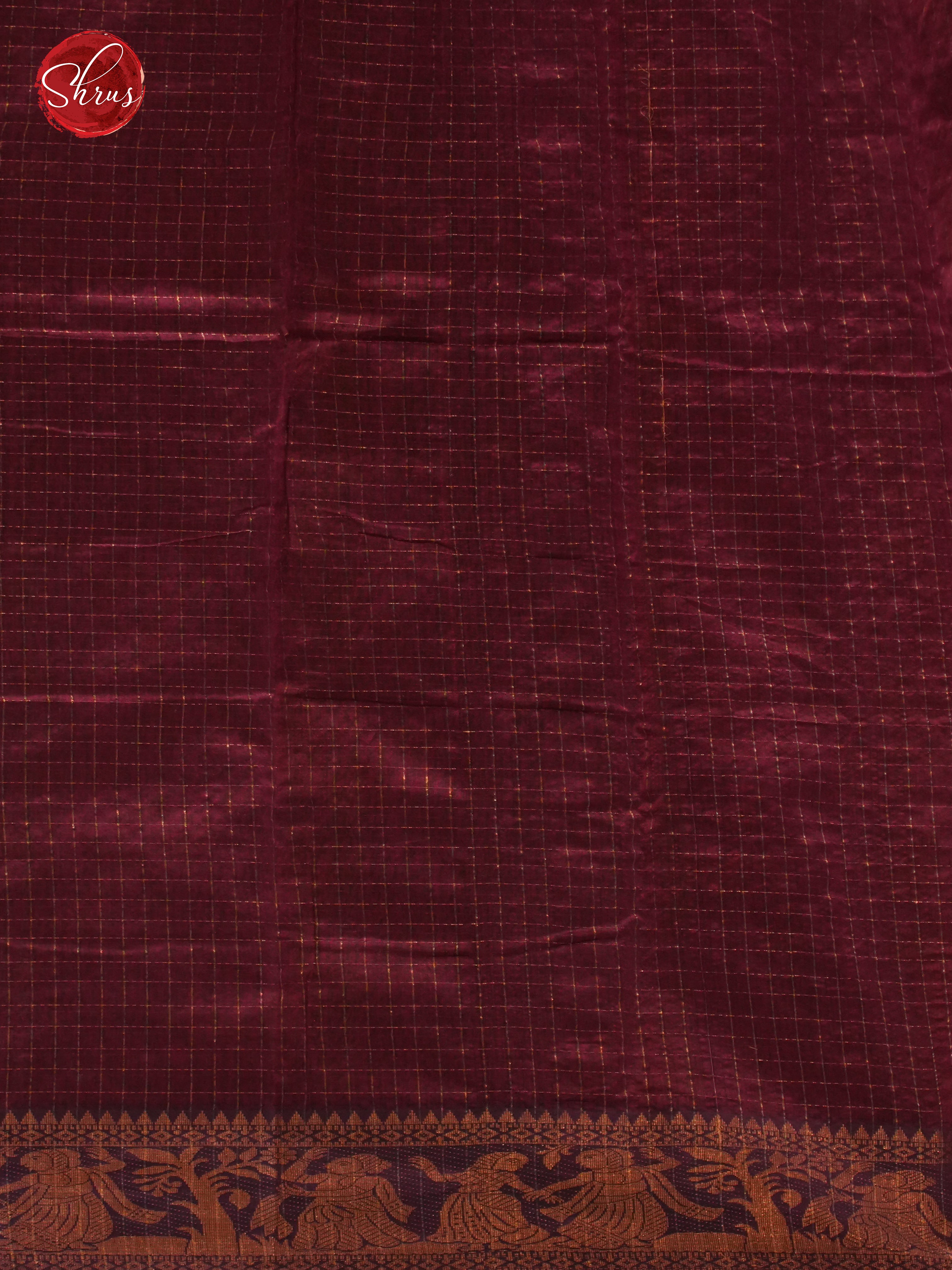 Blue & Maroon - Mercerized Cotton Saree - Shop on ShrusEternity.com