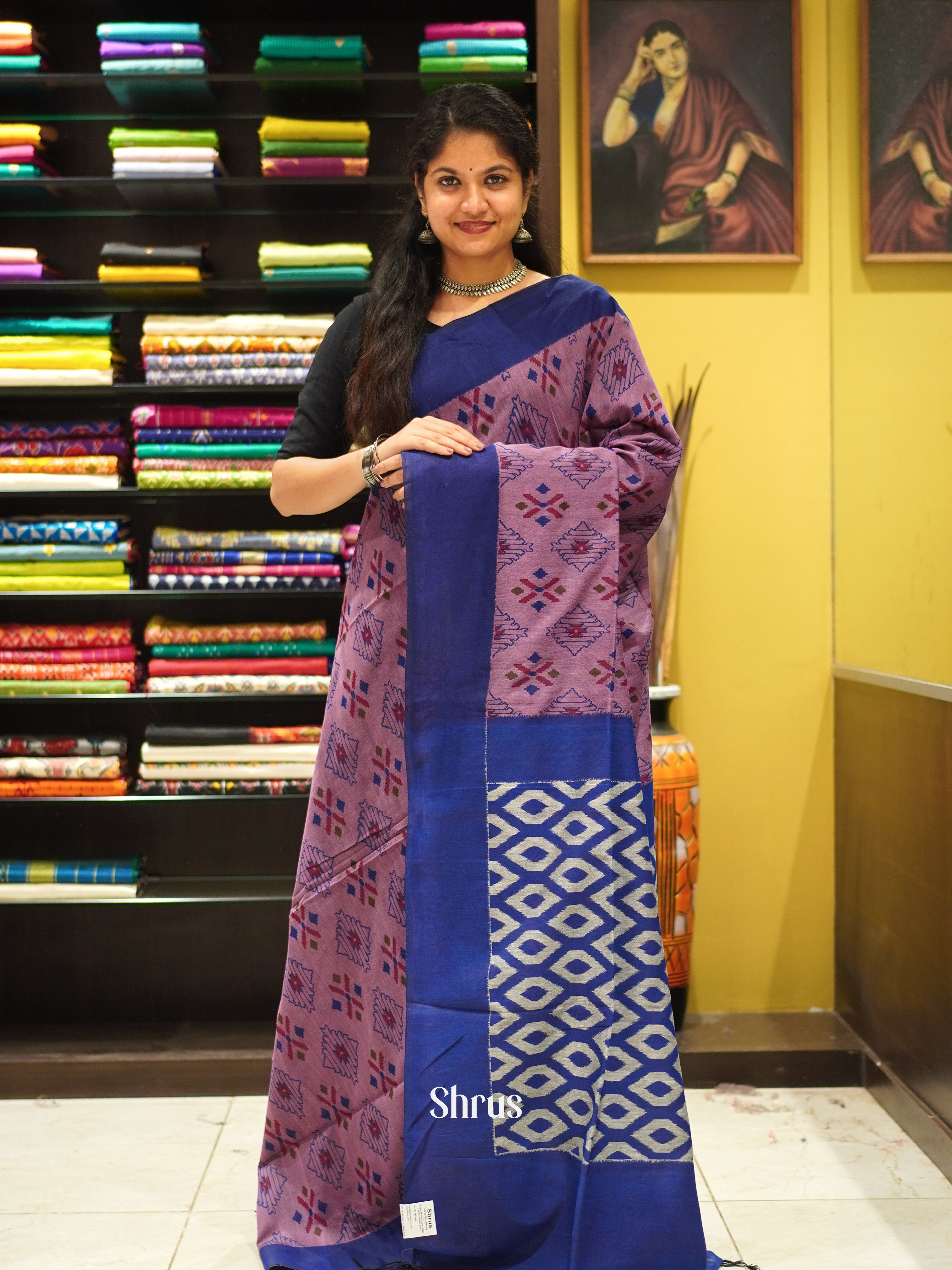 Onion Pink & Blue - Bengal cotton Saree - Shop on ShrusEternity.com