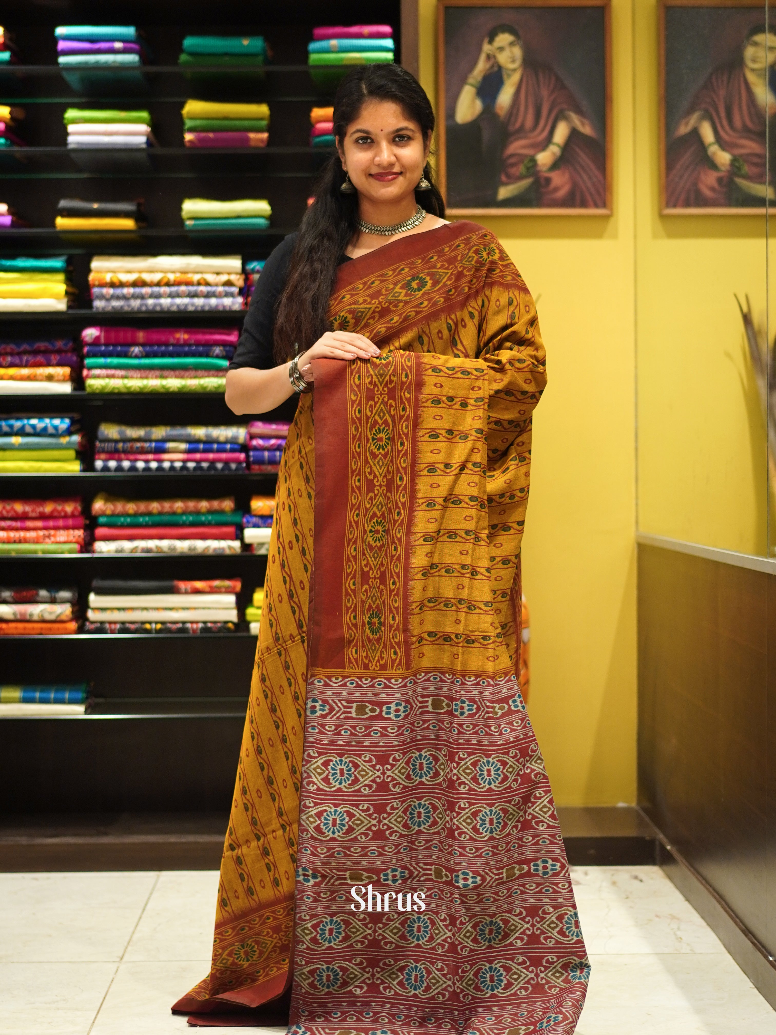 Mustard & Brown - Bengal cotton Saree - Shop on ShrusEternity.com