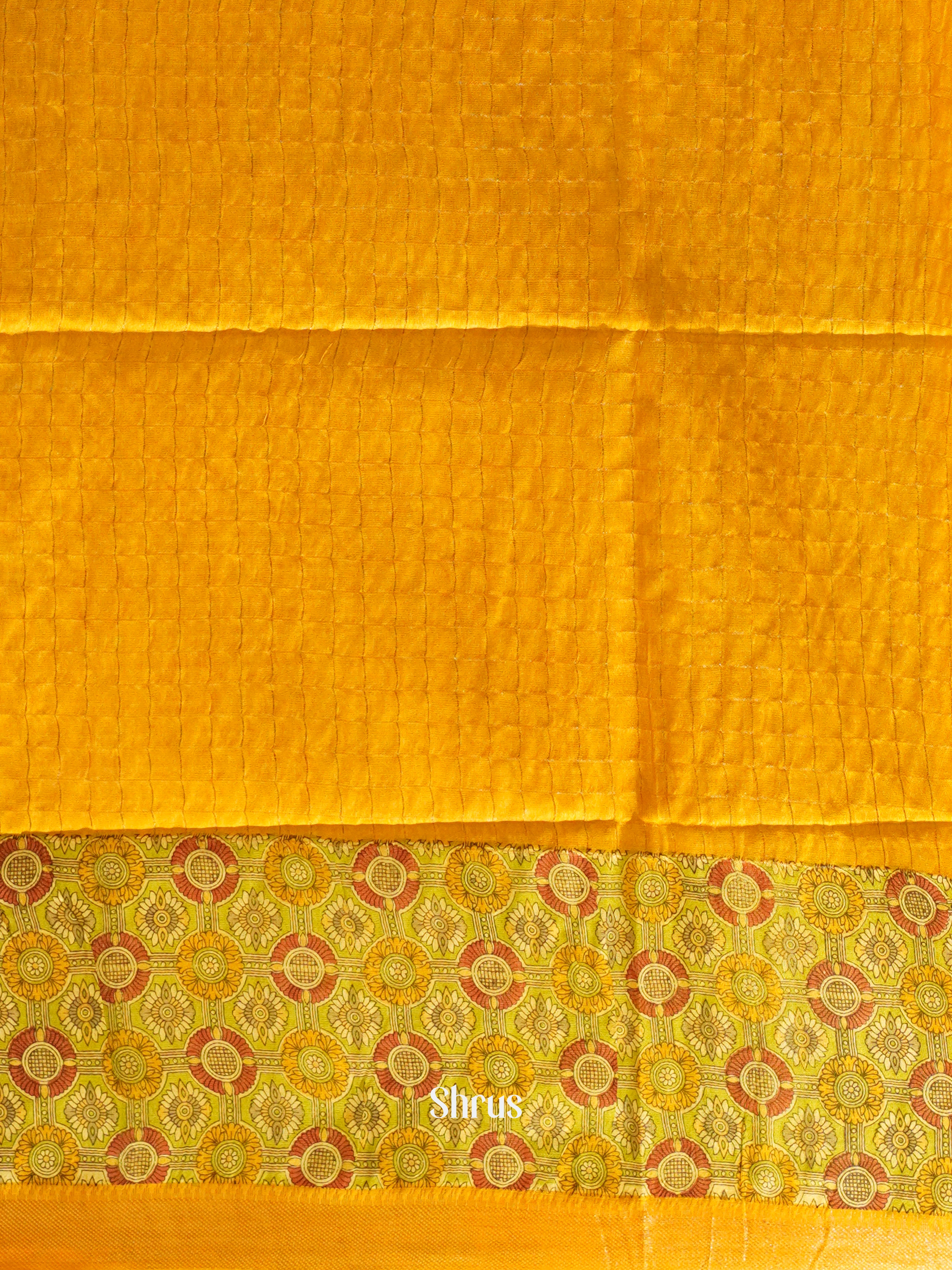 Yellow & Green - Semi Tussar Saree - Shop on ShrusEternity.com