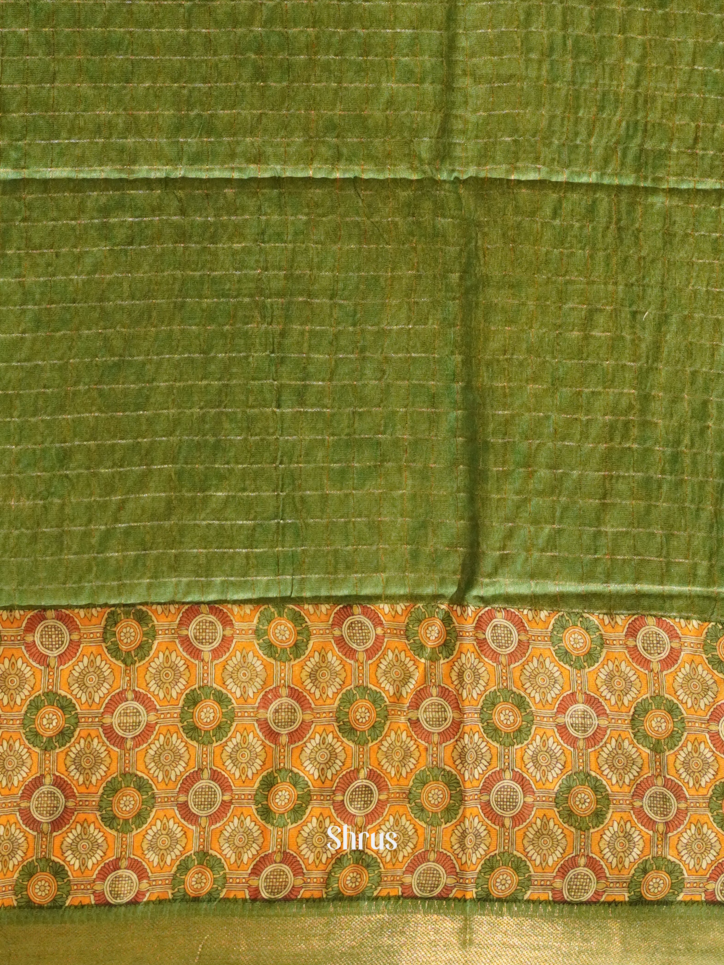 Green & Beige - Semi Tussar Saree - Shop on ShrusEternity.com