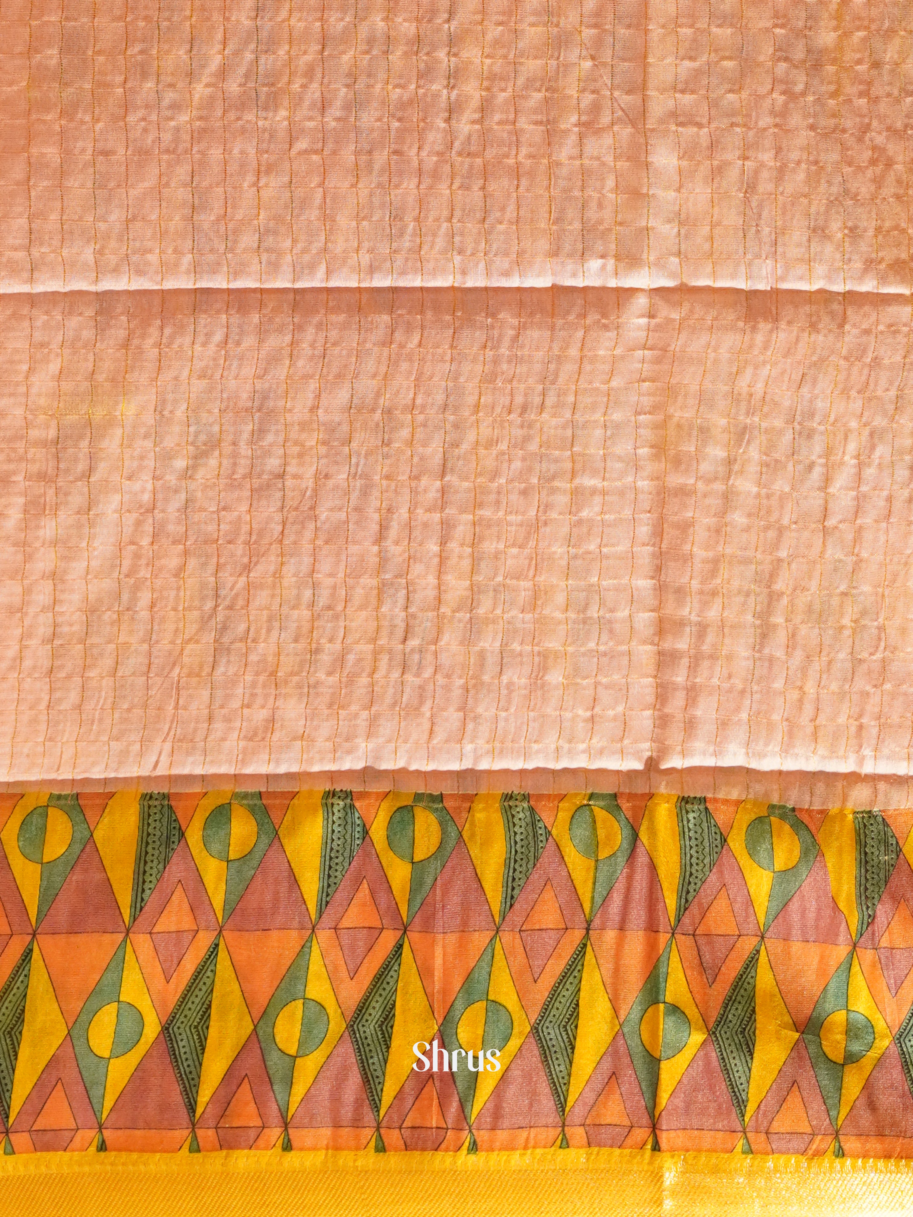 Peach & Yellow - Semi Tussar Saree - Shop on ShrusEternity.com