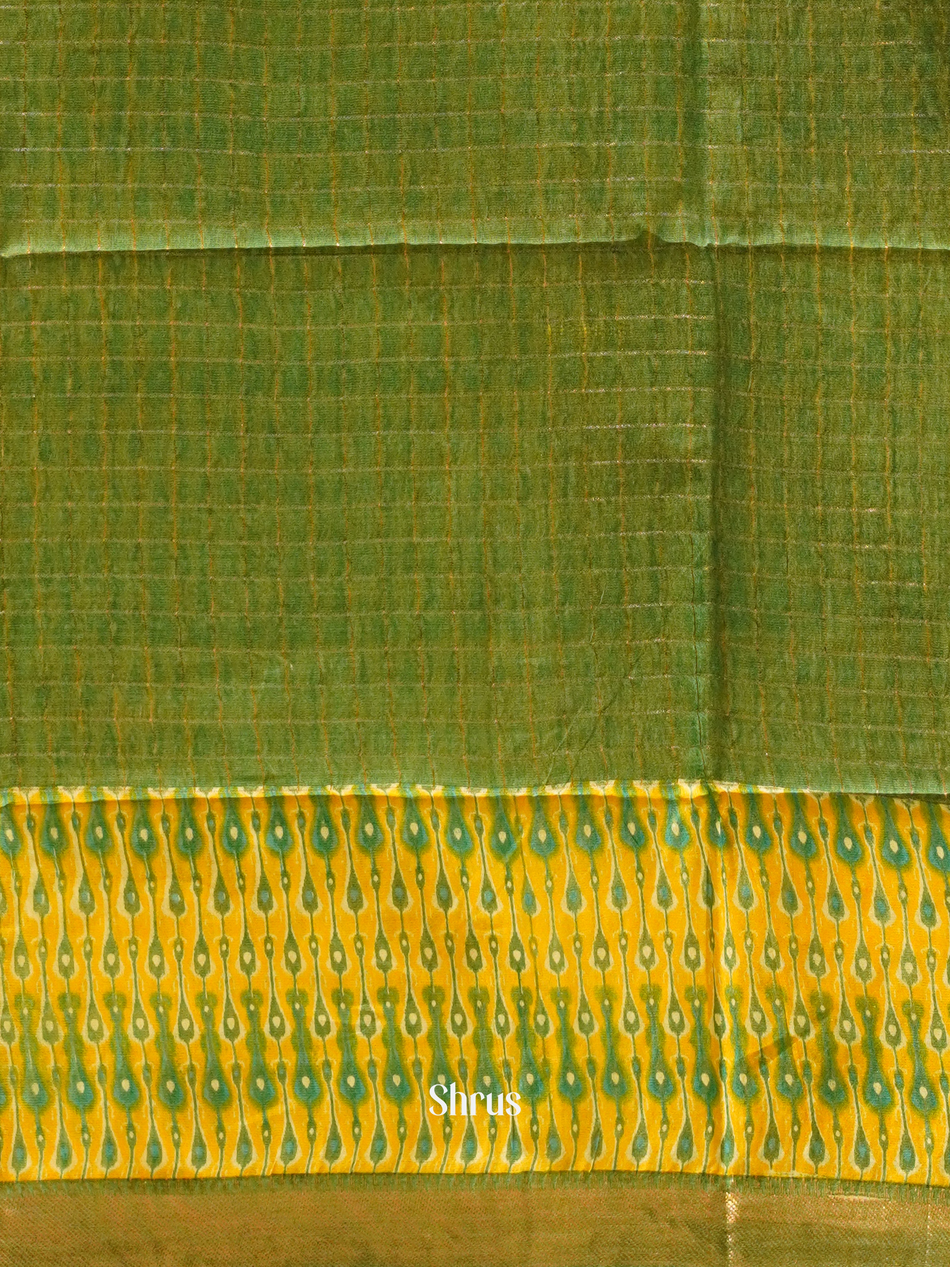 Green & Yellow - Semi Tussar Saree - Shop on ShrusEternity.com