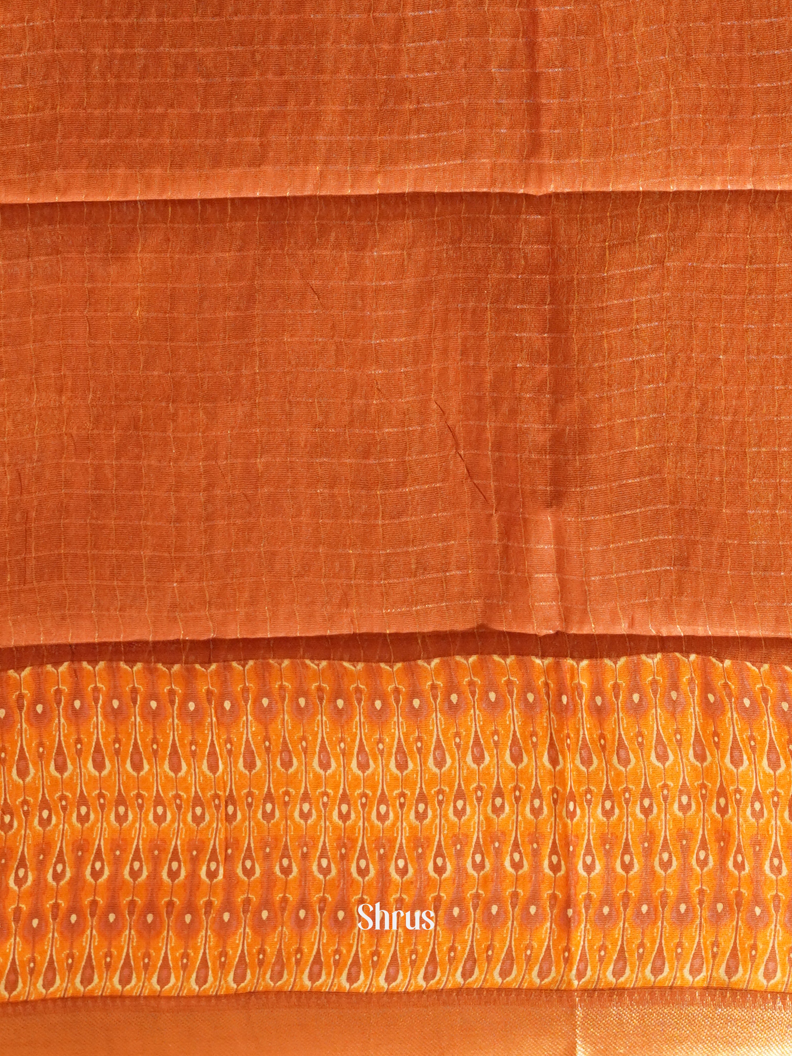 Brick & Orange - Semi Tussar Saree - Shop on ShrusEternity.com