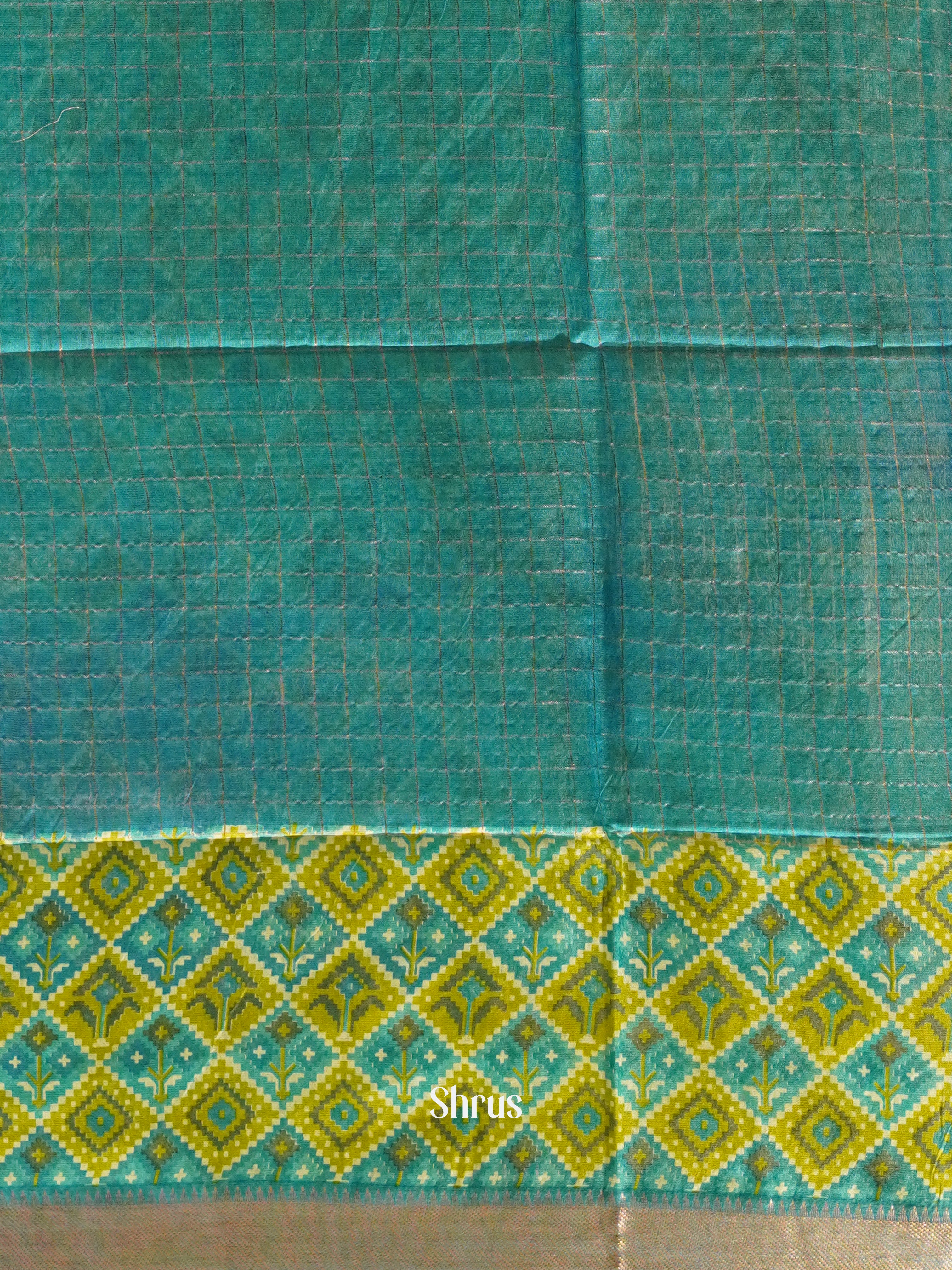 Blue & Green - Semi Tussar Saree - Shop on ShrusEternity.com