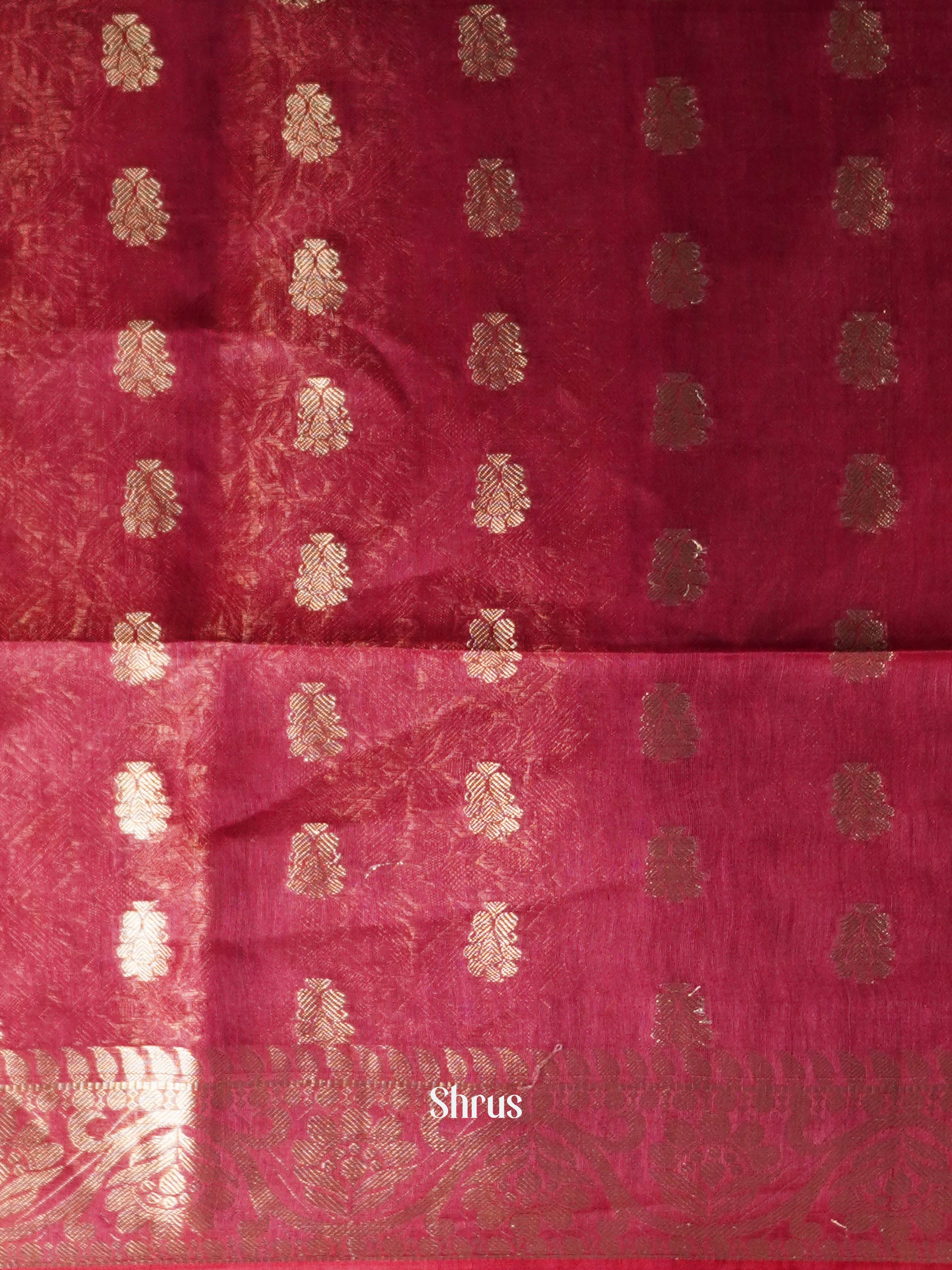 Magenta  - Linen silk Saree