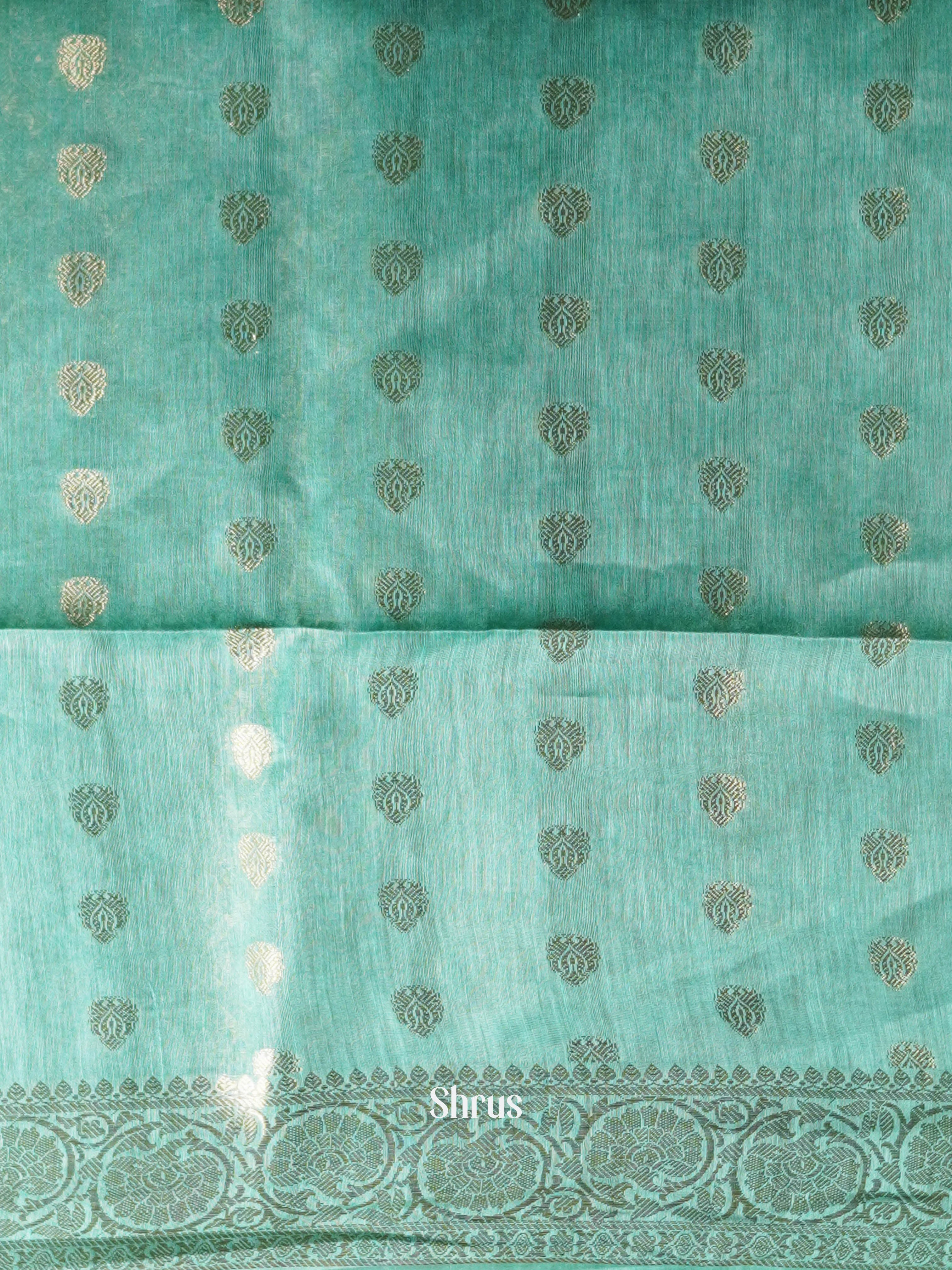 Teal Blue  - Linen silk Saree