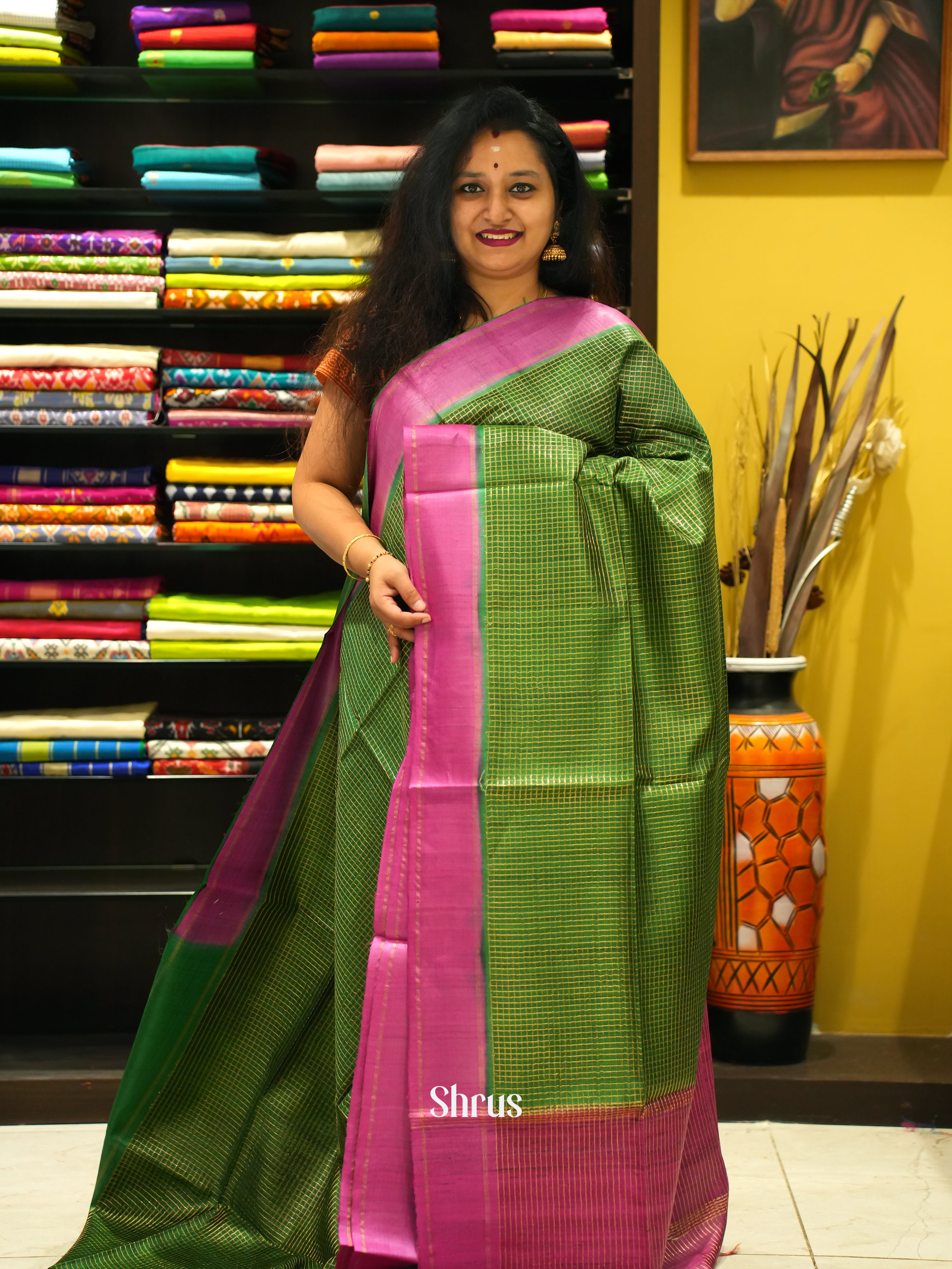 Green & Pink - Tussar Saree - Shop on ShrusEternity.com