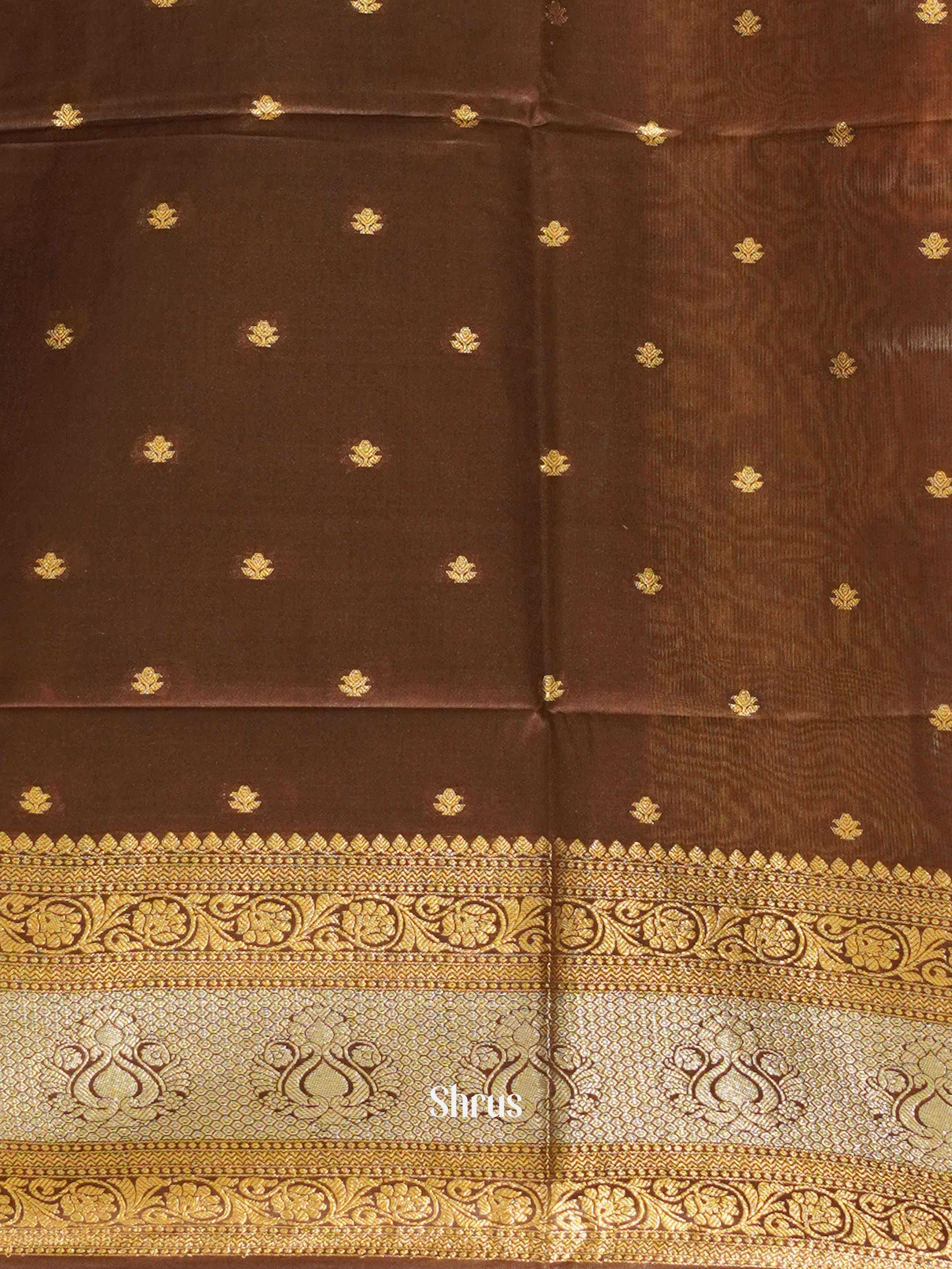 Brown(Single tone) - Semi Silk Cotton Saree - Shop on ShrusEternity.com