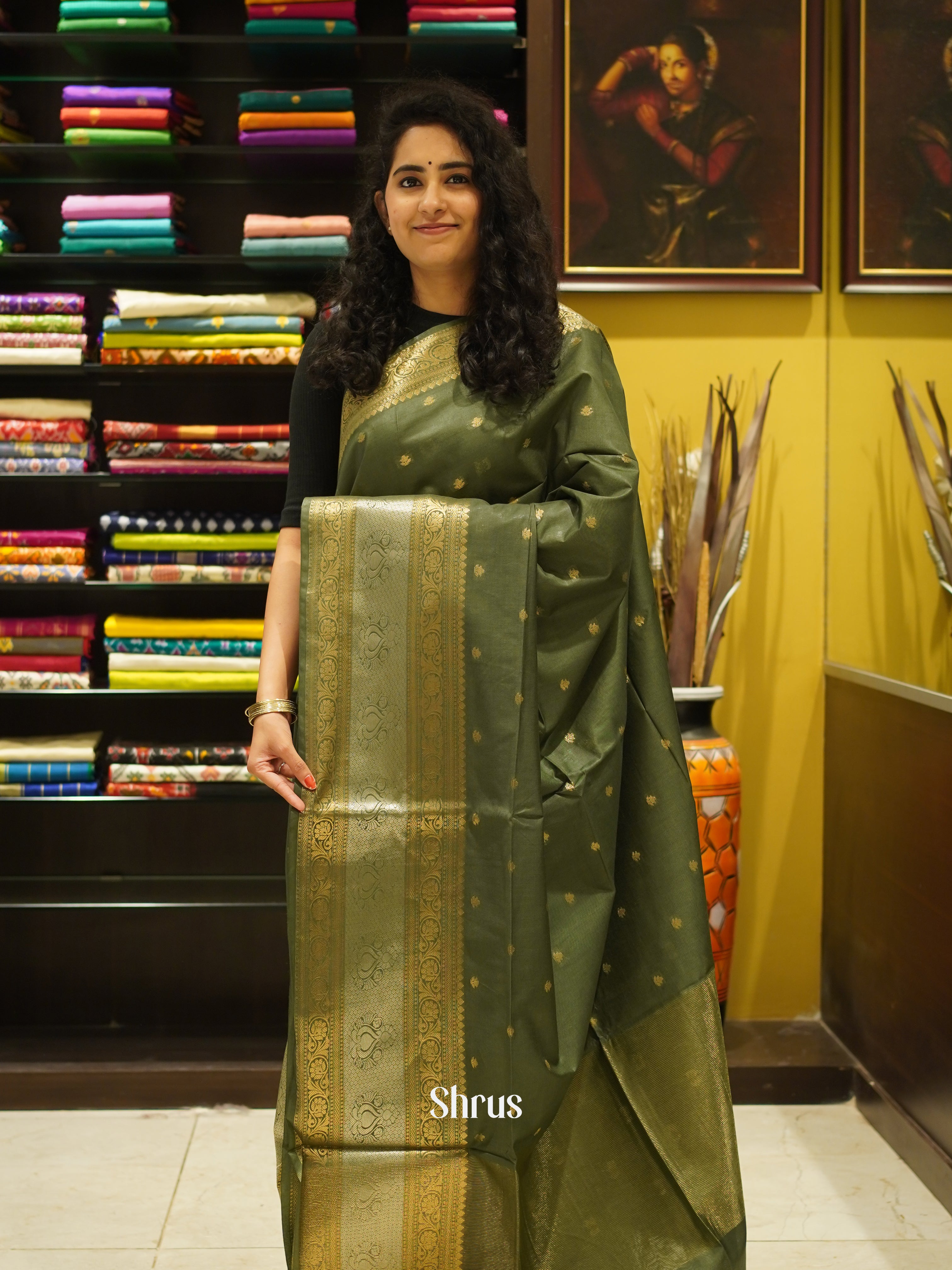 Green(Single Tone) - Semi Silk Cotton saree - Shop on ShrusEternity.com