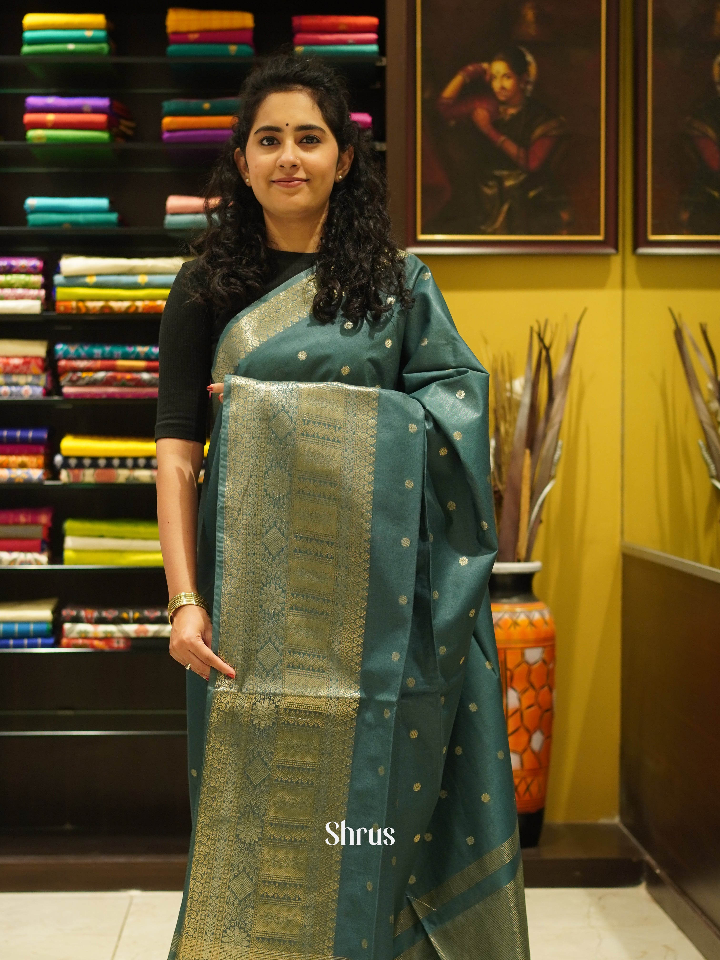 Green (single Tone)- Semi Silk Cotton saree - Shop on ShrusEternity.com