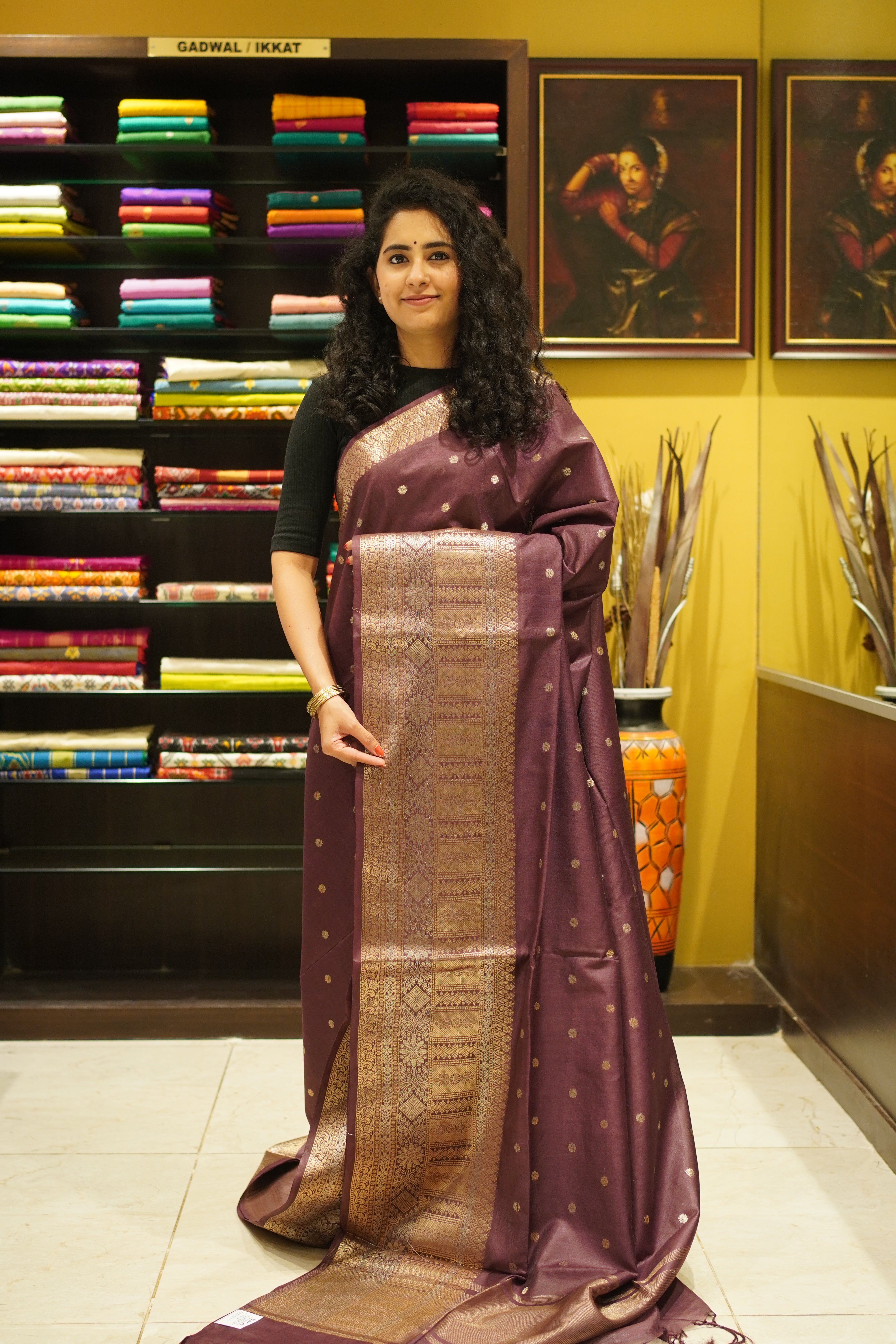 Brown (Single tone)- Semi Silk Cotton saree - Shop on ShrusEternity.com