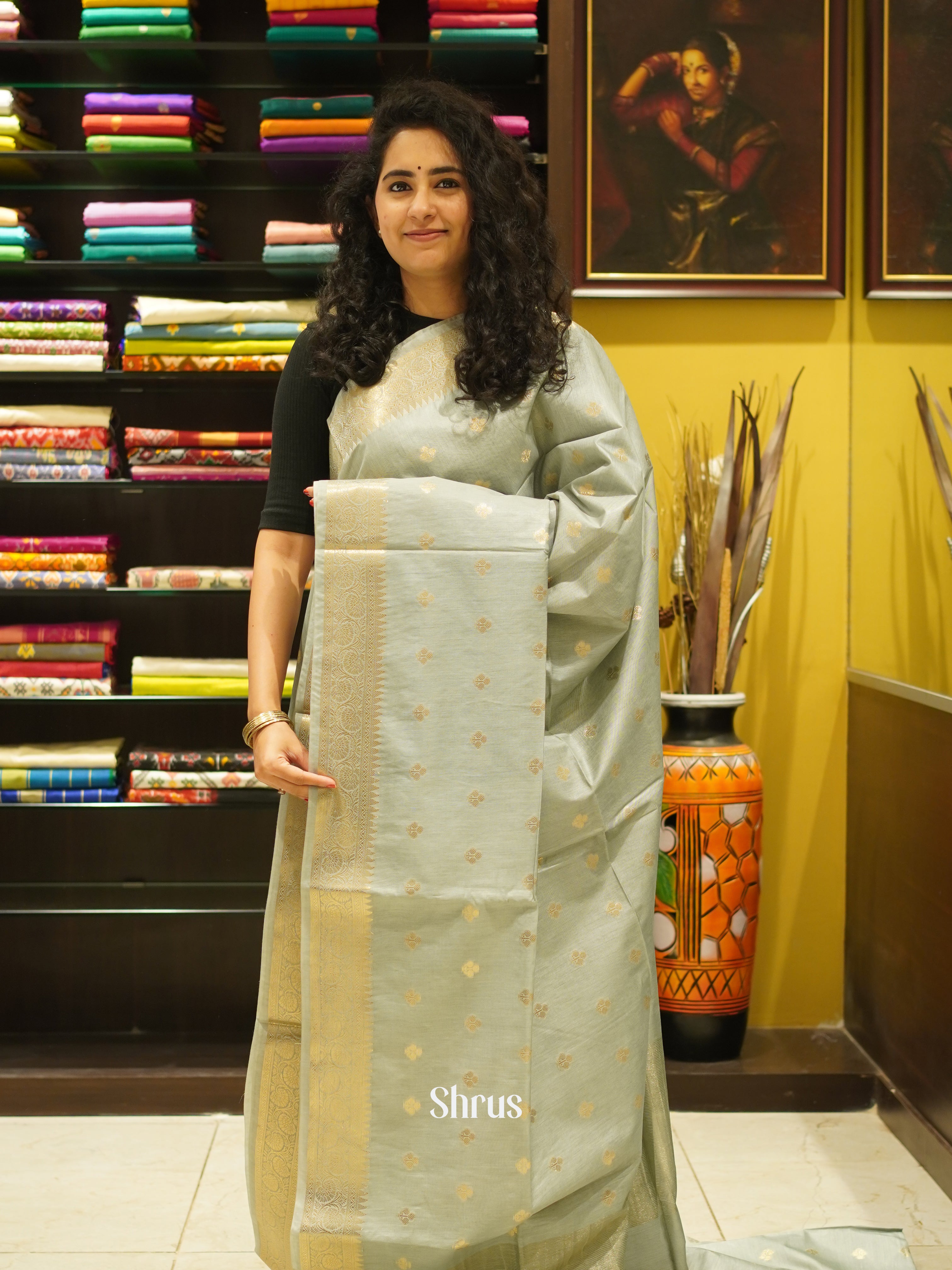 Elachi Green(Single Tone)- Semi Silk Cotton Saree - Shop on ShrusEternity.com