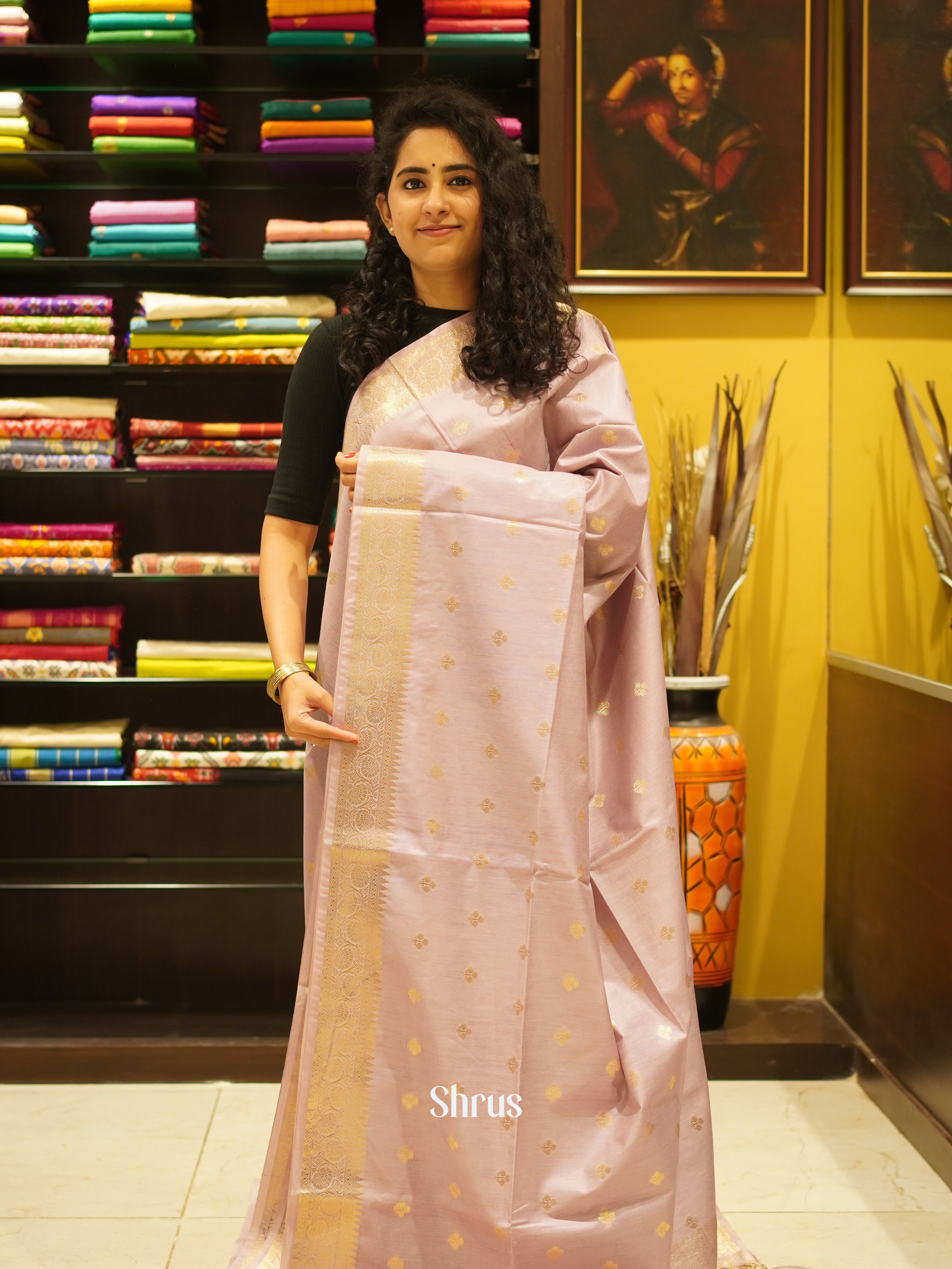 Dusty Pink (Single Tone)- Semi Silk Cotton Saree - Shop on ShrusEternity.com