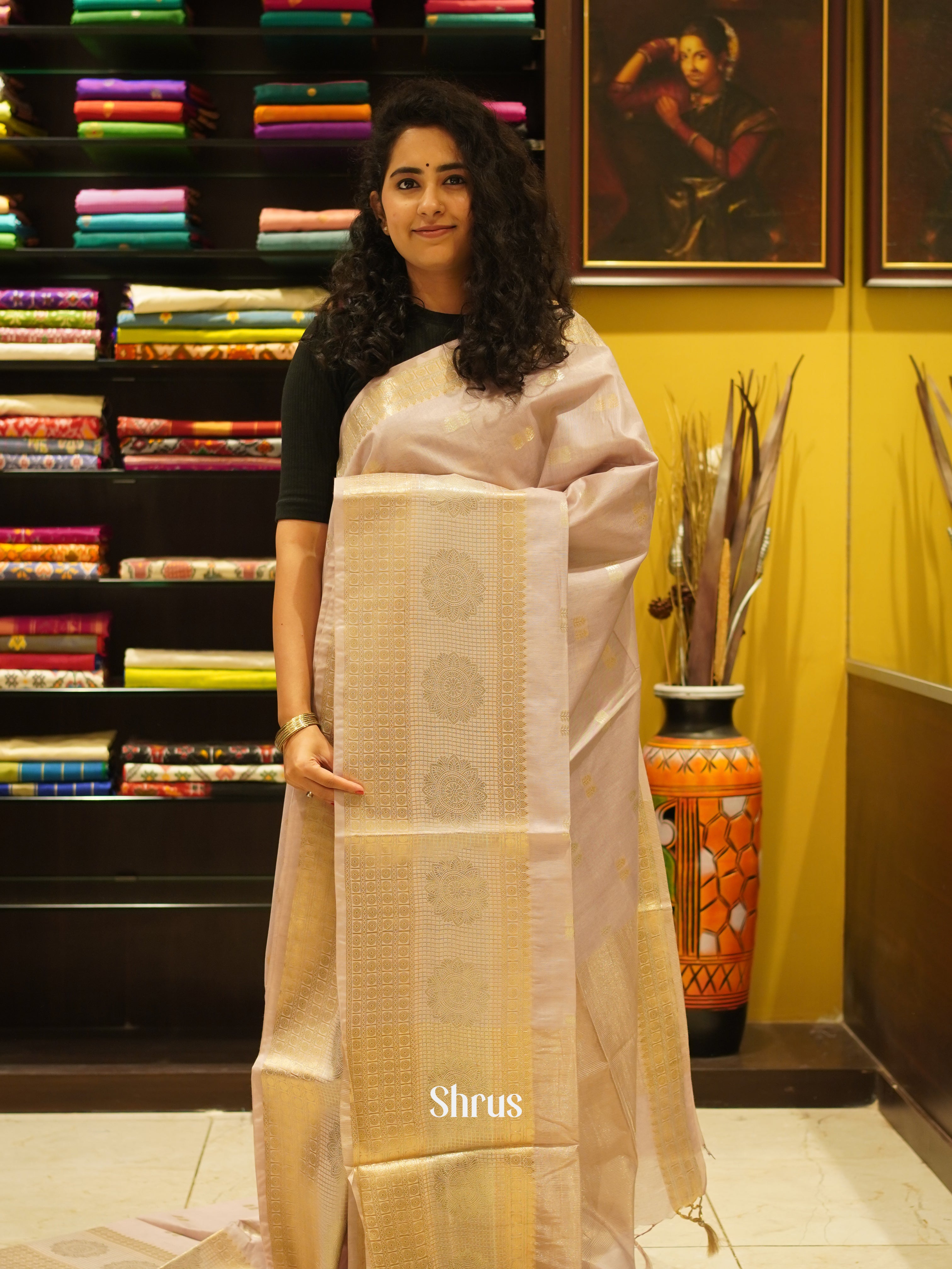 Dusty Pink (Single Tone)- Semi Silk Cotton Saree - Shop on ShrusEternity.com