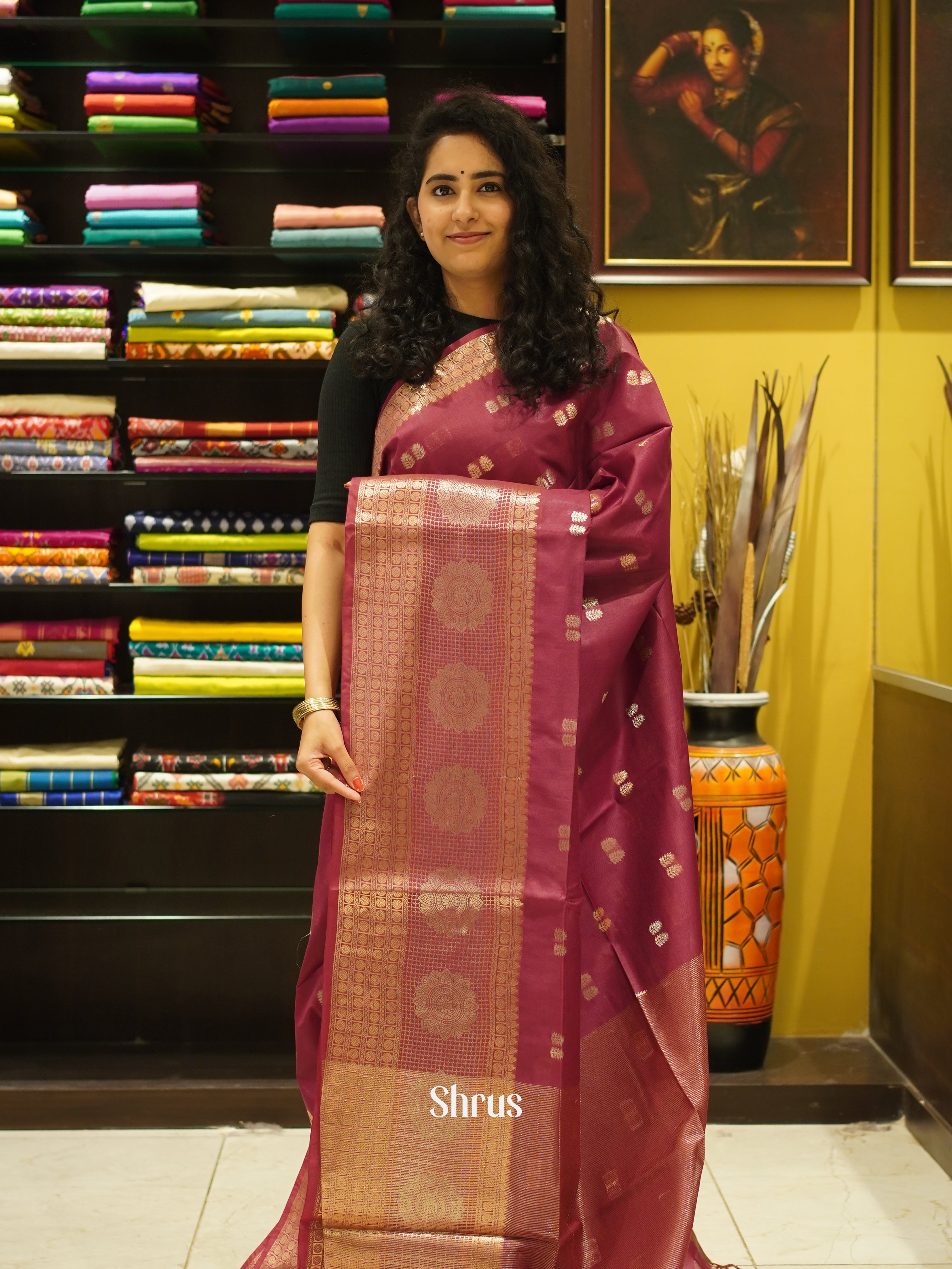 Majenta(Single Tone) - Semi Silk Cotton Saree - Shop on ShrusEternity.com