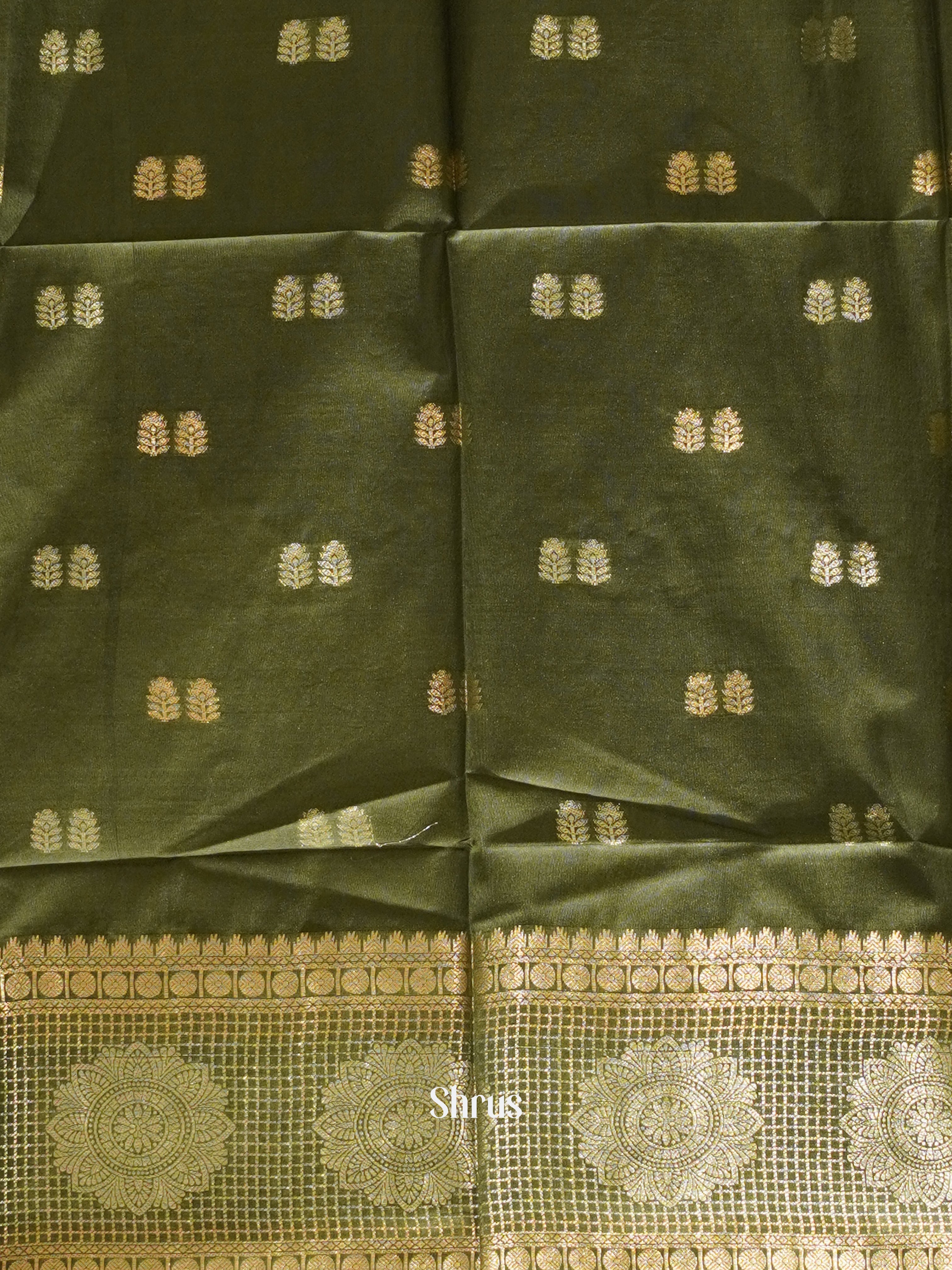 Green(Single Tone) - Semi Silk Cotton Saree - Shop on ShrusEternity.com