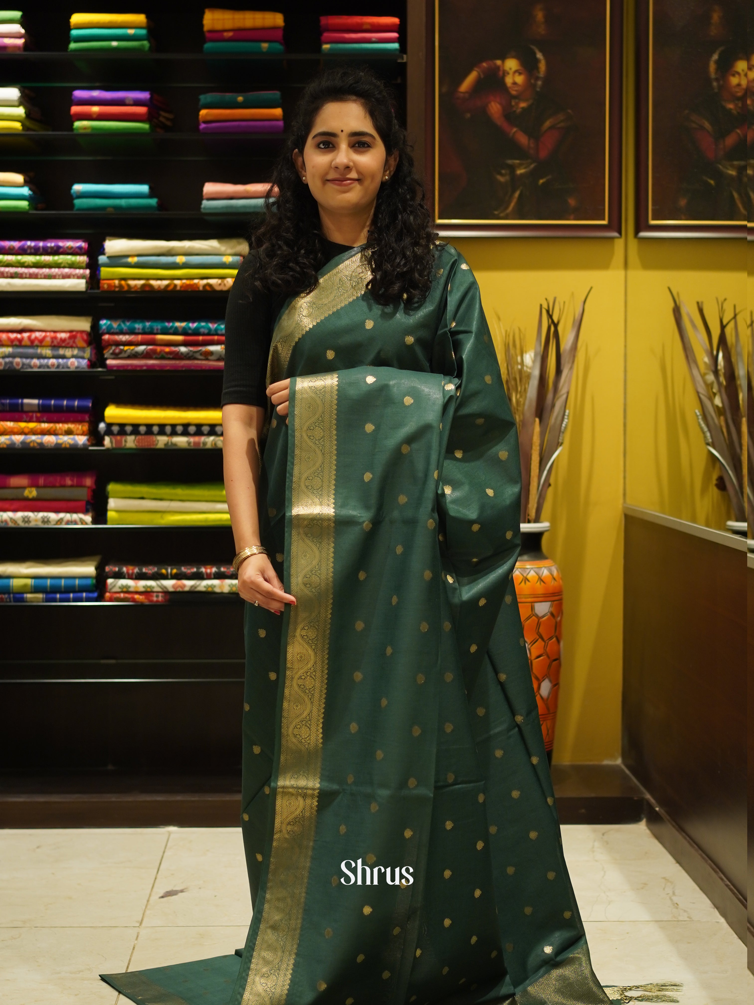 Green (single Tone)- Semi SilK Cotton Saree - Shop on ShrusEternity.com