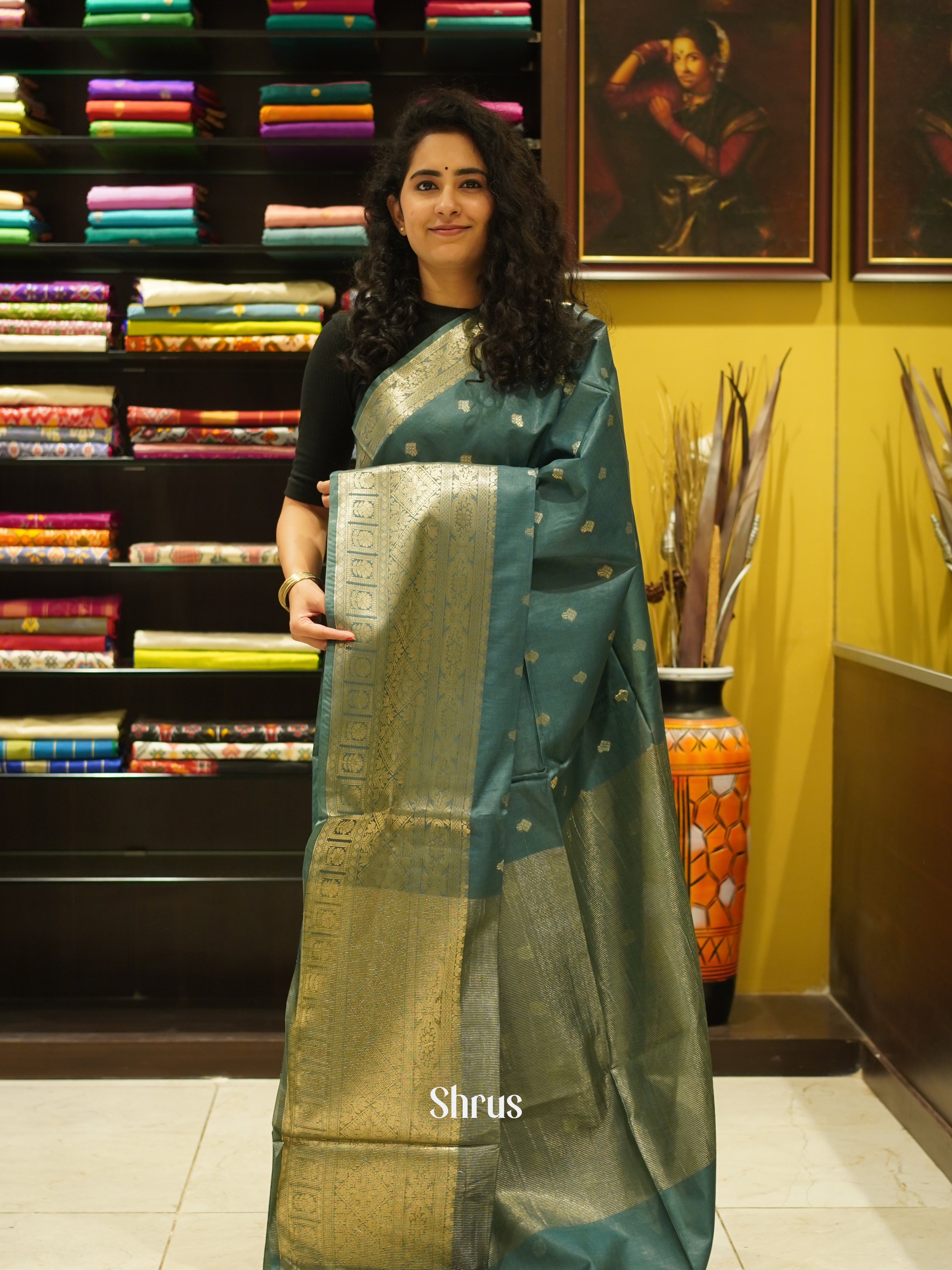 Green (Single Tone) - Semi Silk Cotton Saree - Shop on ShrusEternity.com