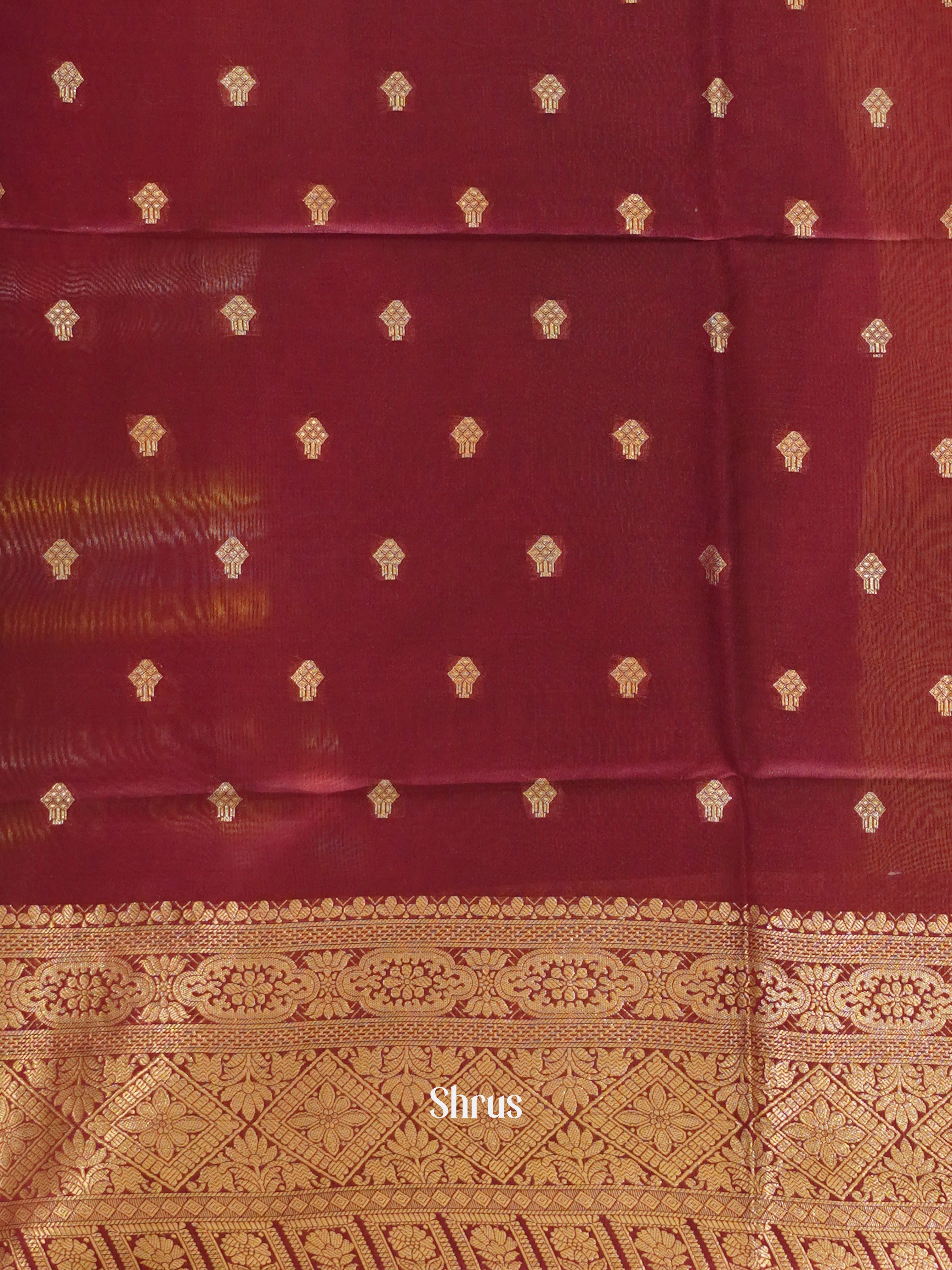 Maroon(Single tone) - Semi Silk Cotton Saree - Shop on ShrusEternity.com