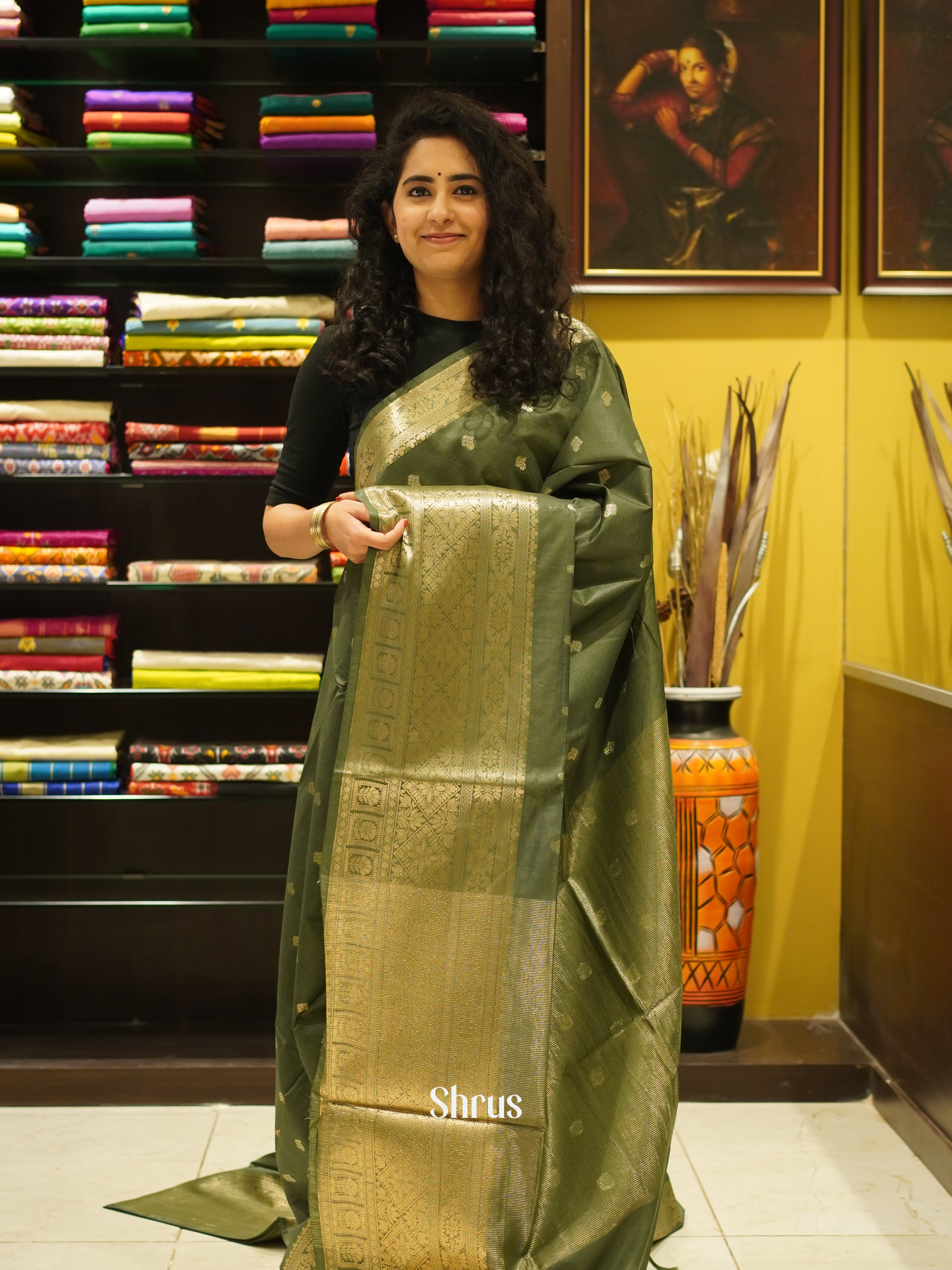 Green(Single Tone) - Semi Silk Cotton saree - Shop on ShrusEternity.com