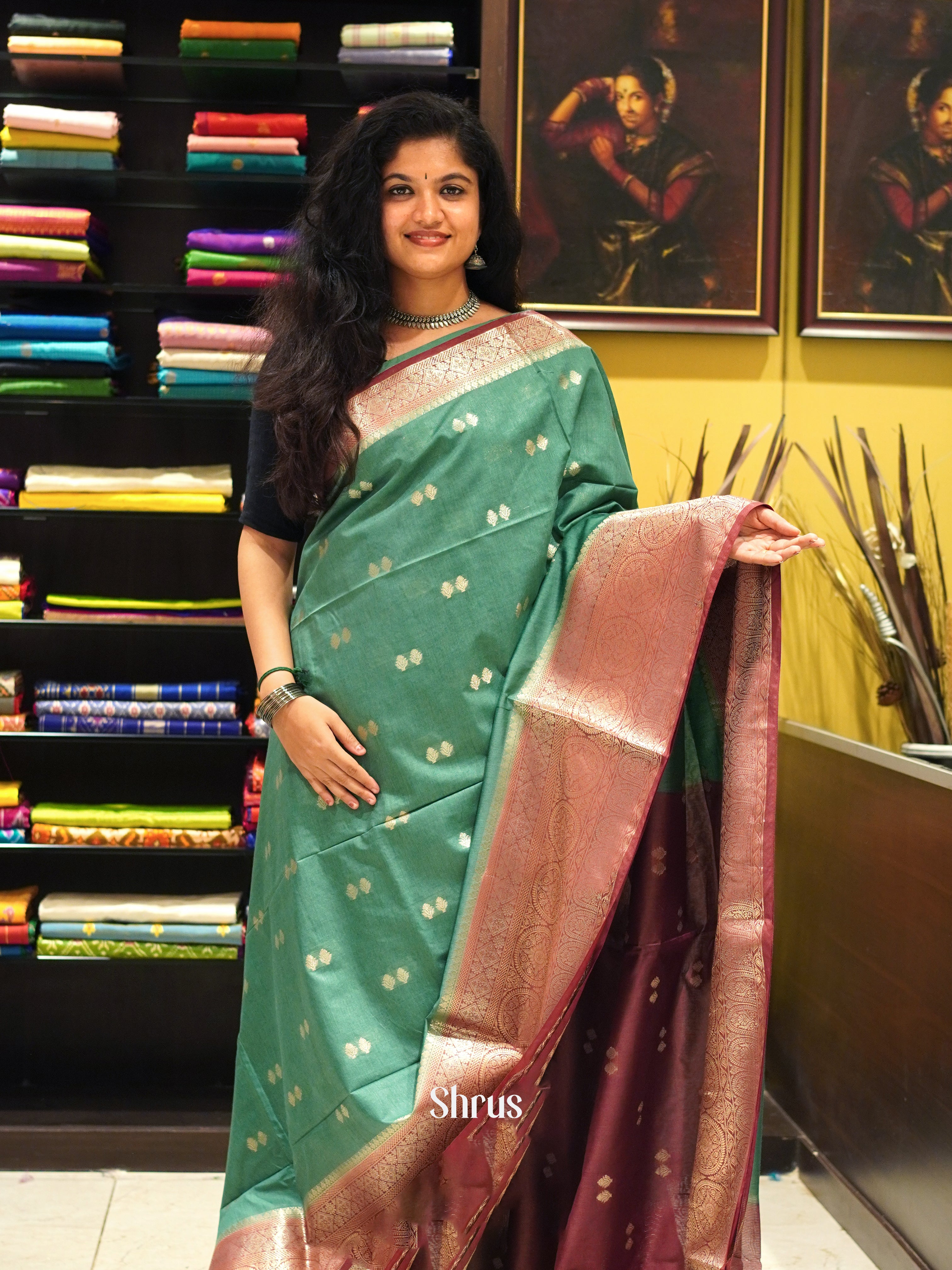 Green &  Maroon  - North silkcotton