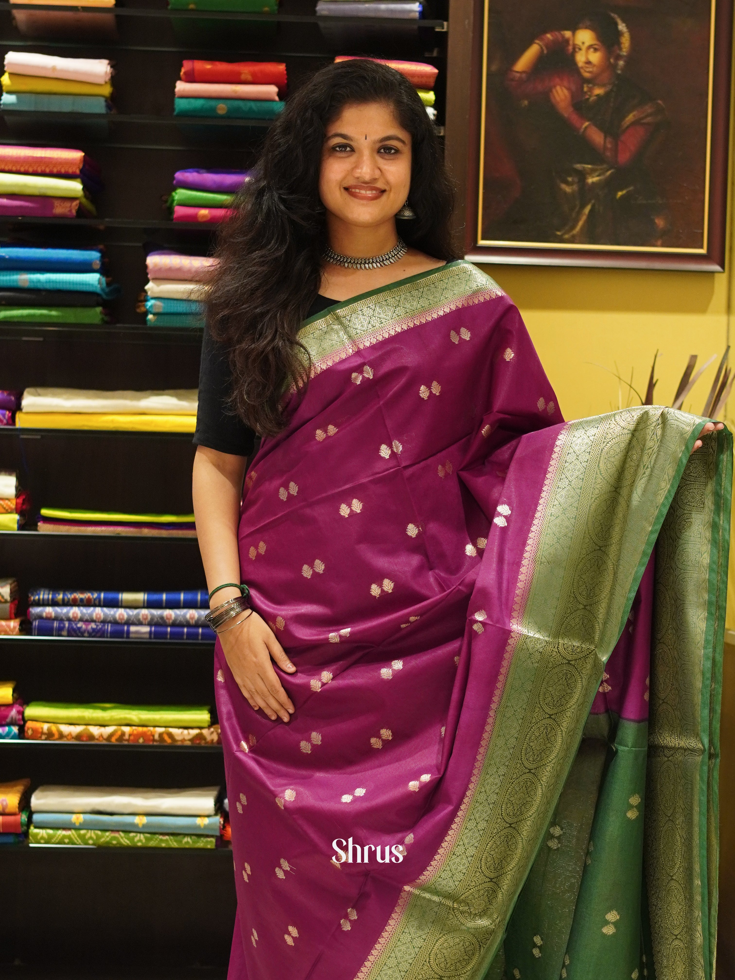 Purple & Green - North Silkcotton Saree