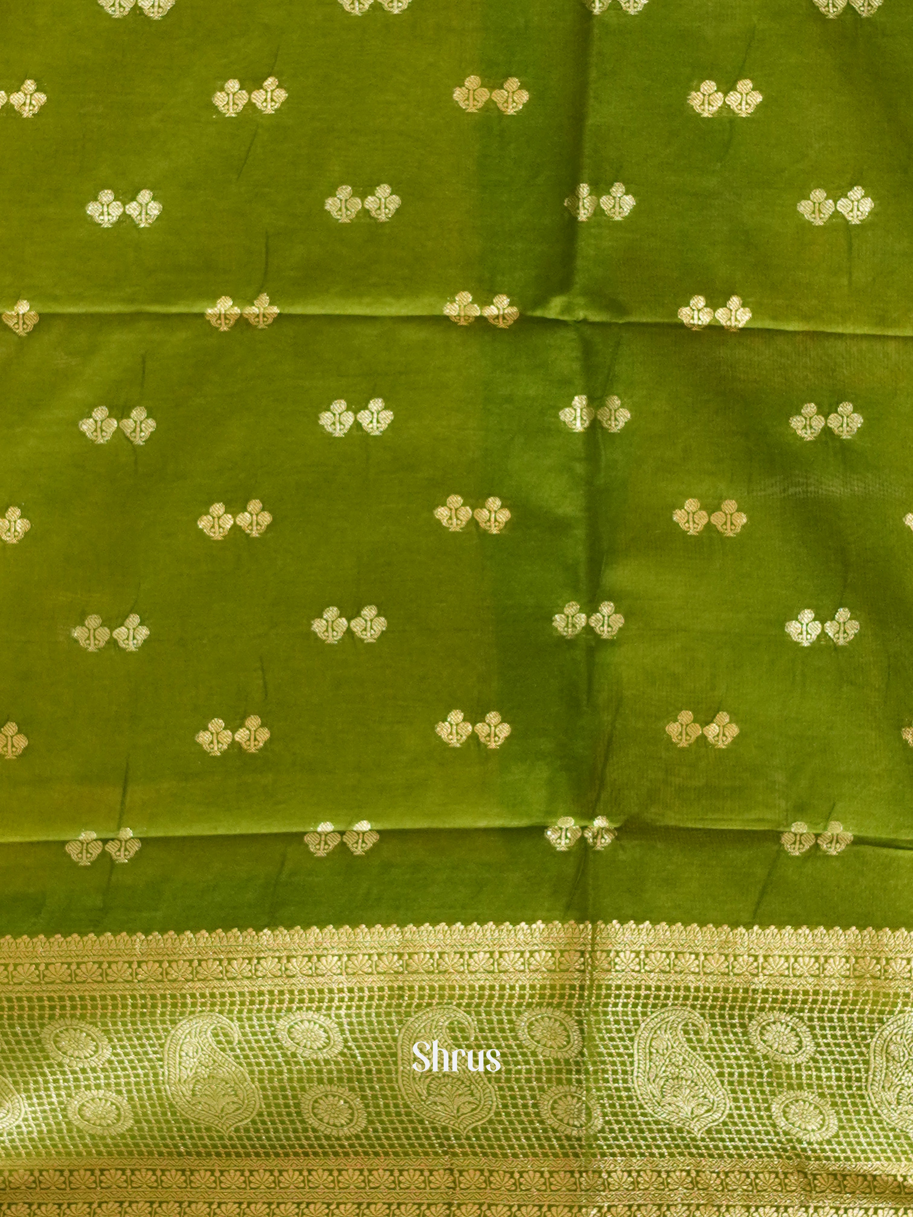 Lime Yellow & Green - Semi Silk Cotton Saree - Shop on ShrusEternity.com