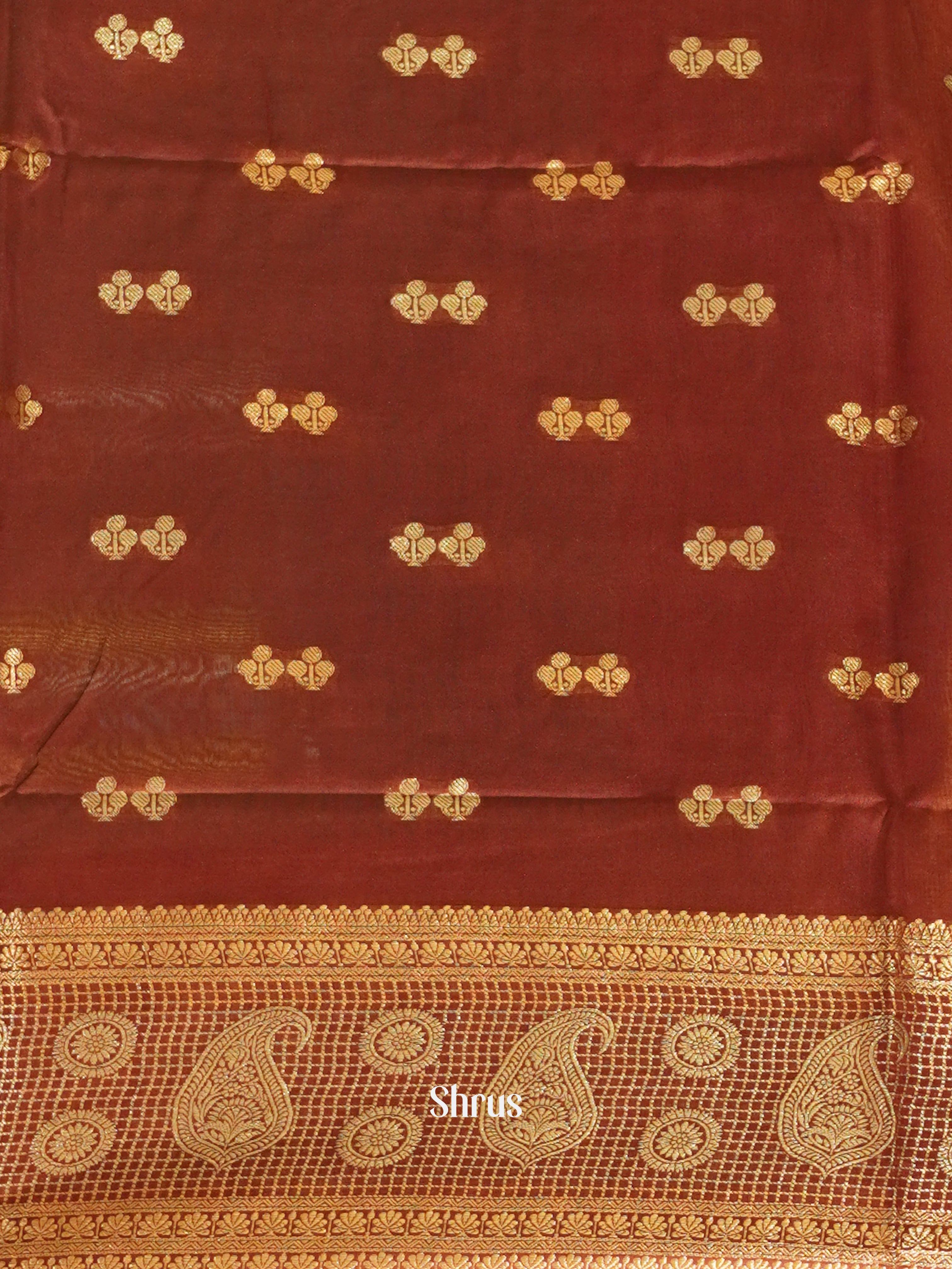 Green & Brown- Semi Silk Cotton saree - Shop on ShrusEternity.com