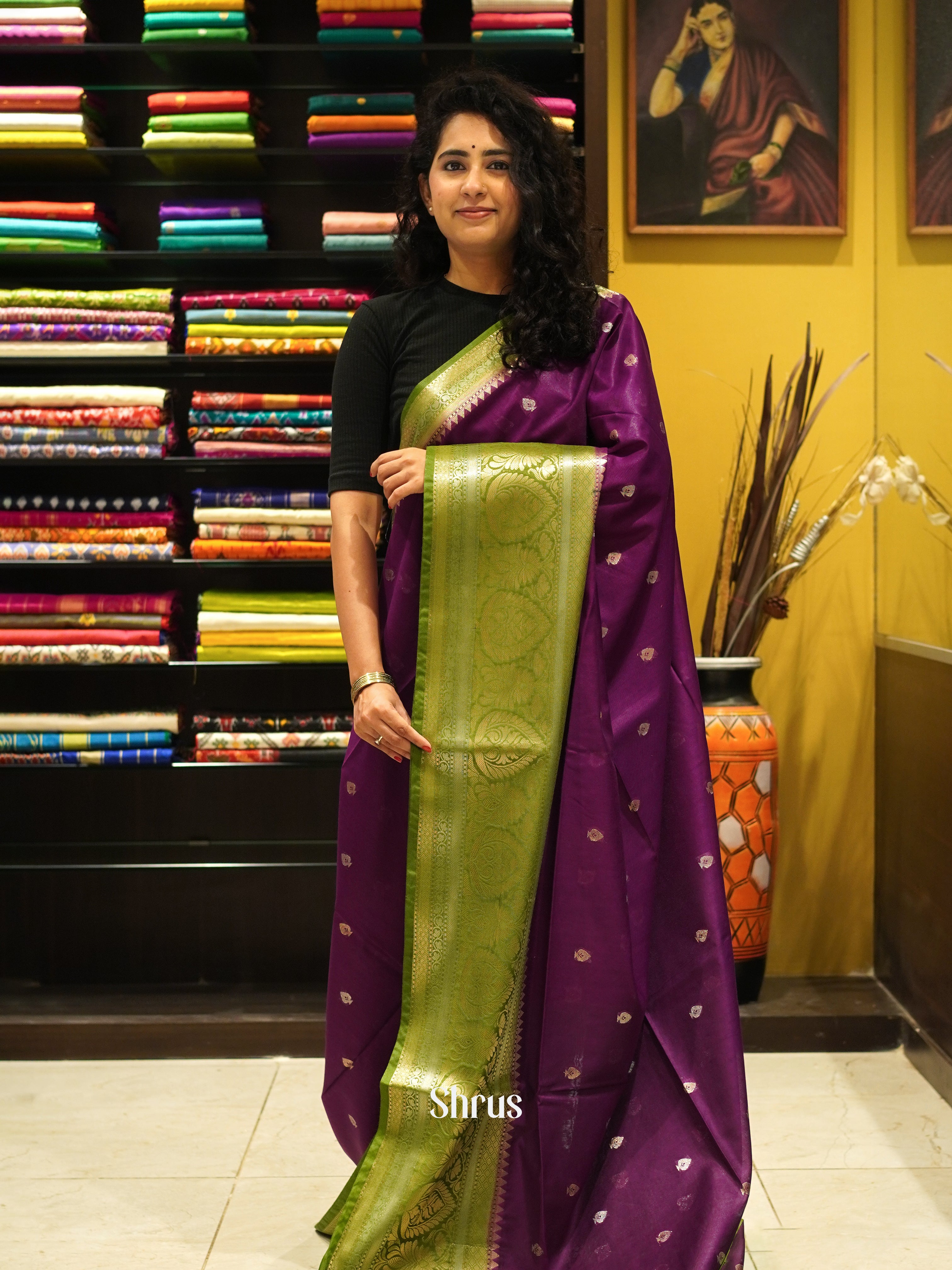 CDS27120 - Semi Silkcotton Saree - Shop on ShrusEternity.com