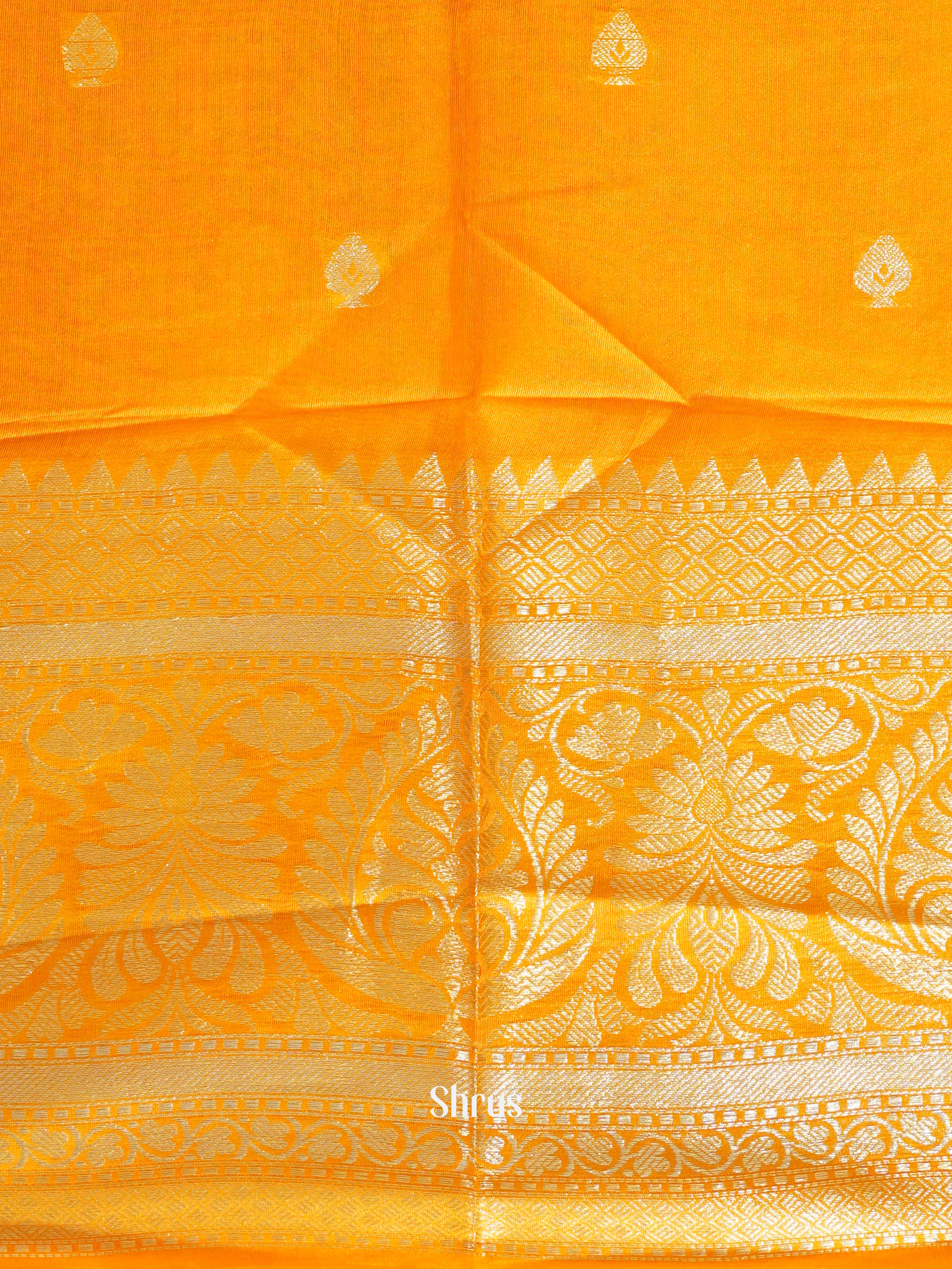 Lemon Yellow & Orange  - North silkcotton Saree