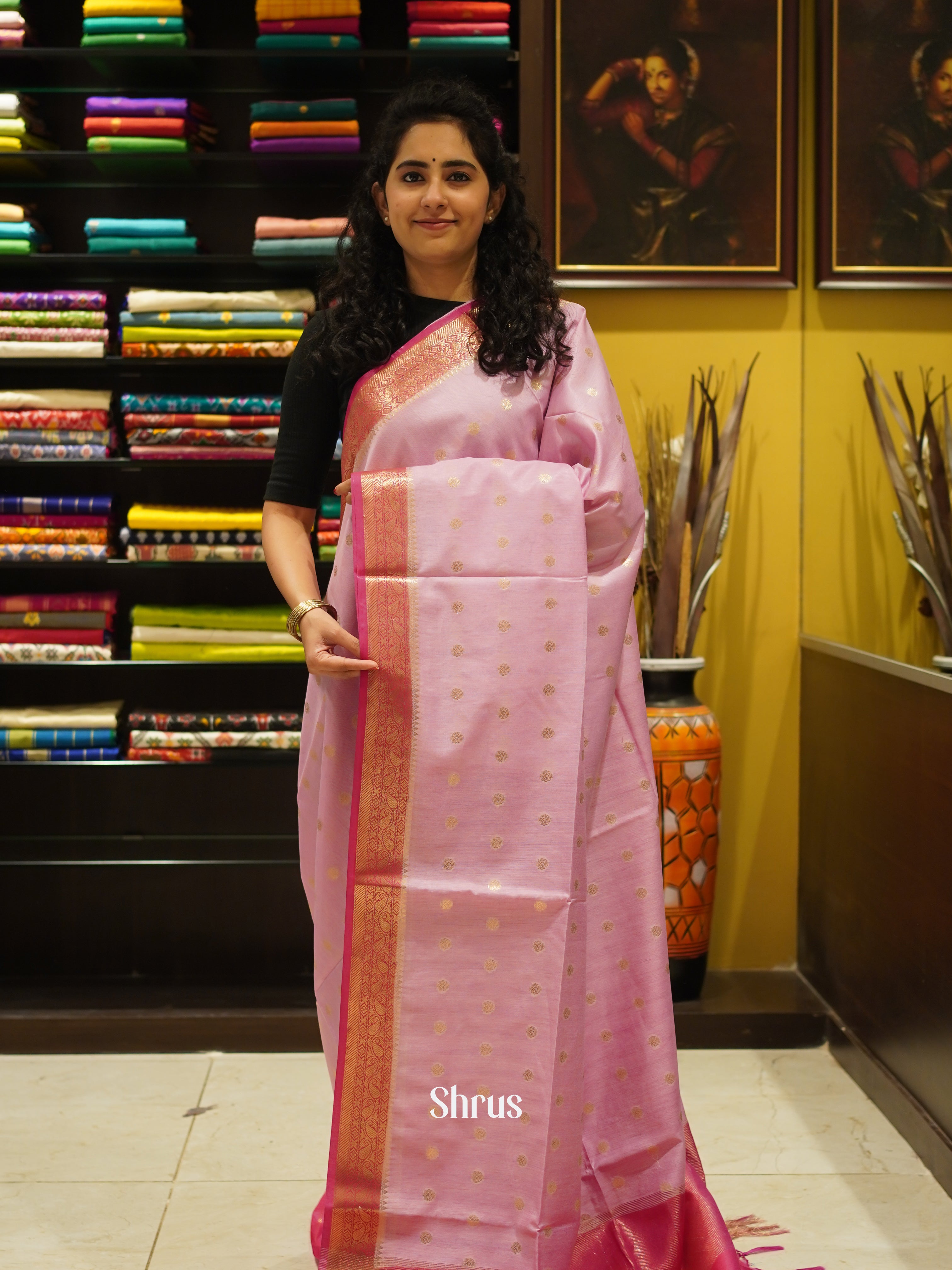 Baby Pink & Pink - Semi Silk Cotton saree - Shop on ShrusEternity.com