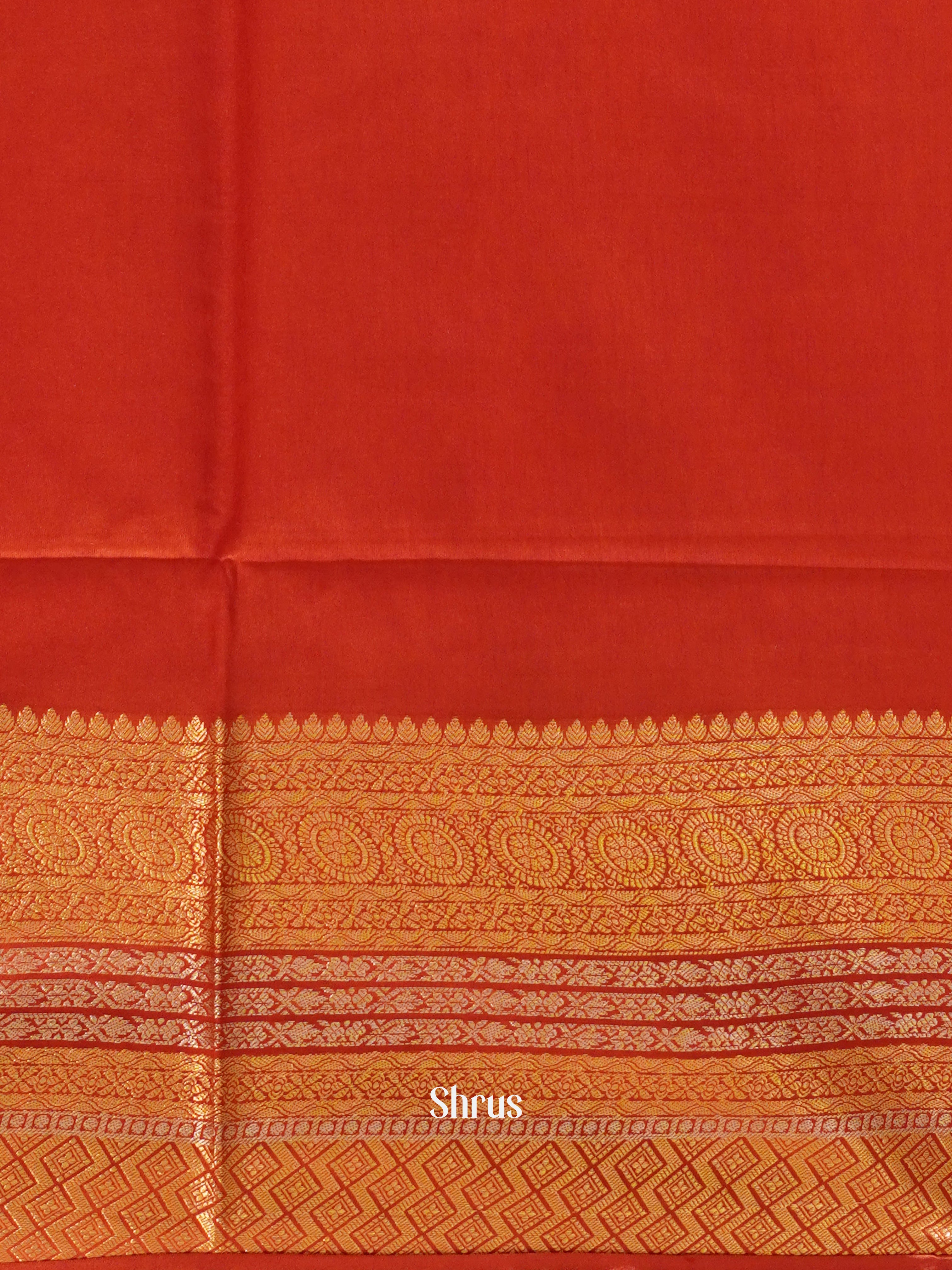 Orangish Pink & Red - North silkcotton Saree