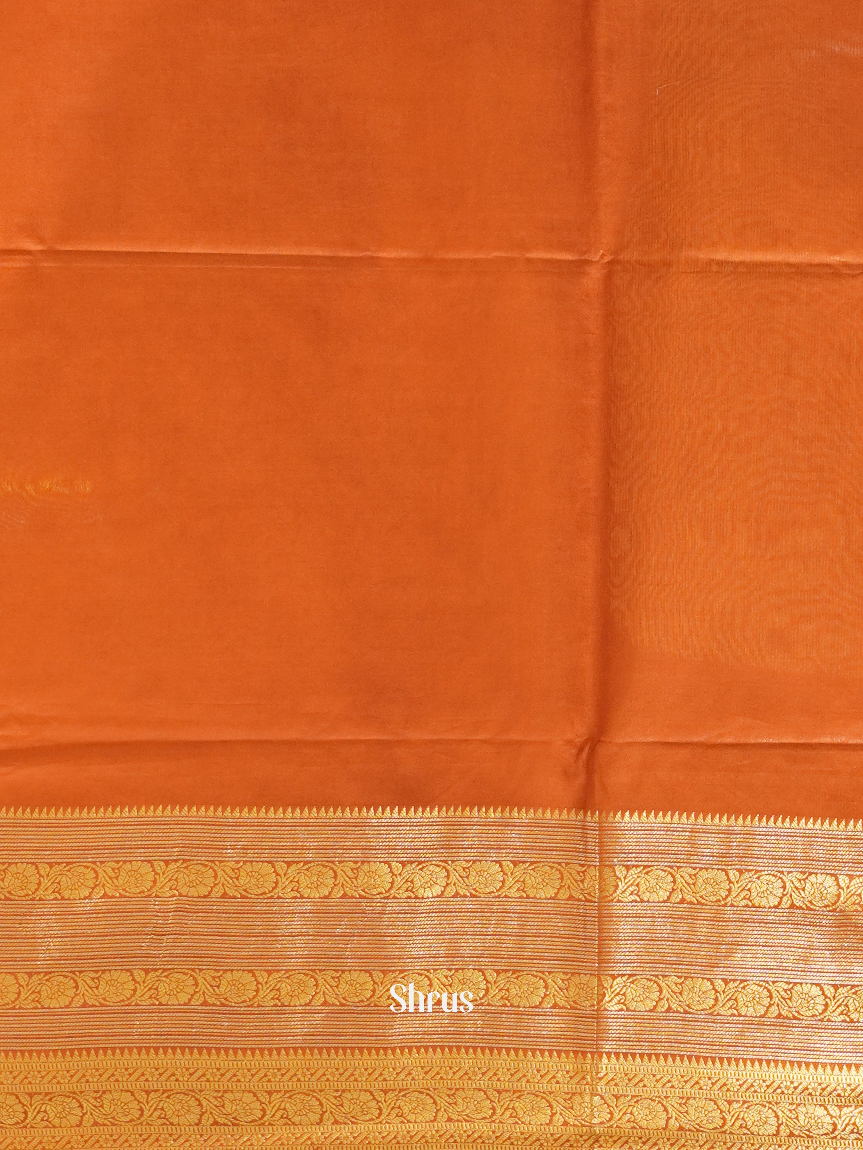 Orangish Peach & Red  - North Silkcotton Saree