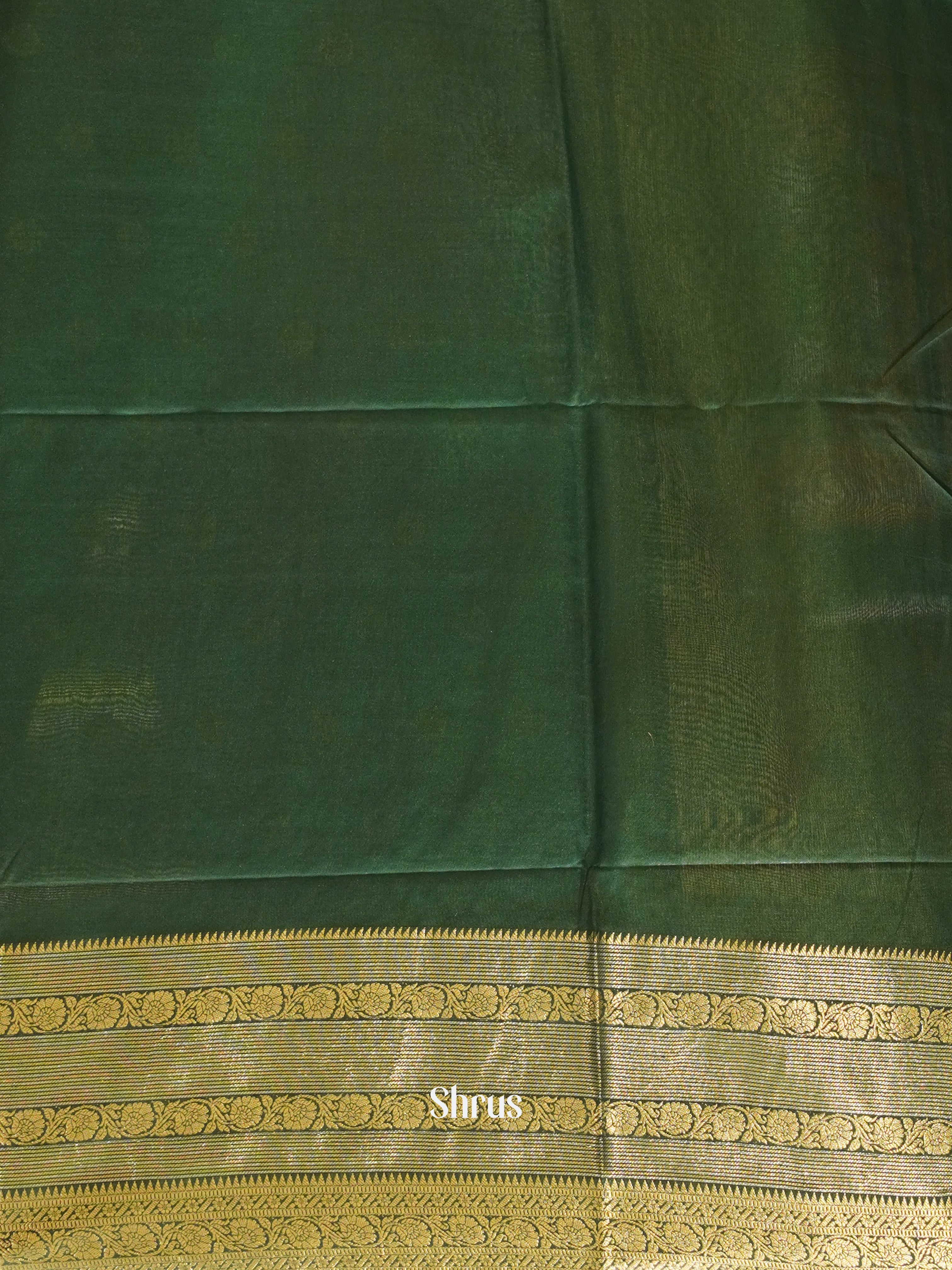 Grey Green & Green - Semi Silk Cotton Saree - Shop on ShrusEternity.com