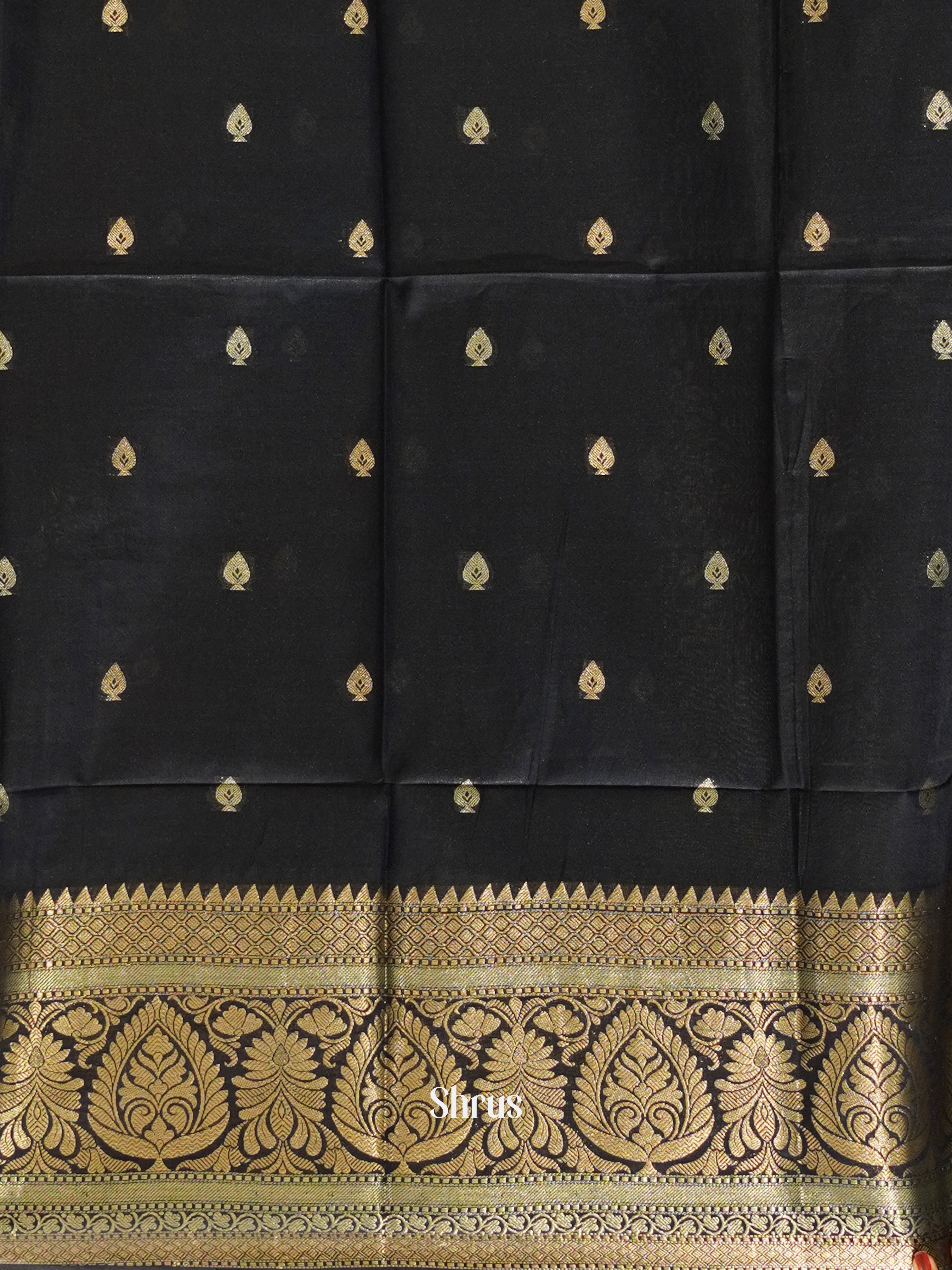 Grey & Black - Semi Silk Cotton saree - Shop on ShrusEternity.com