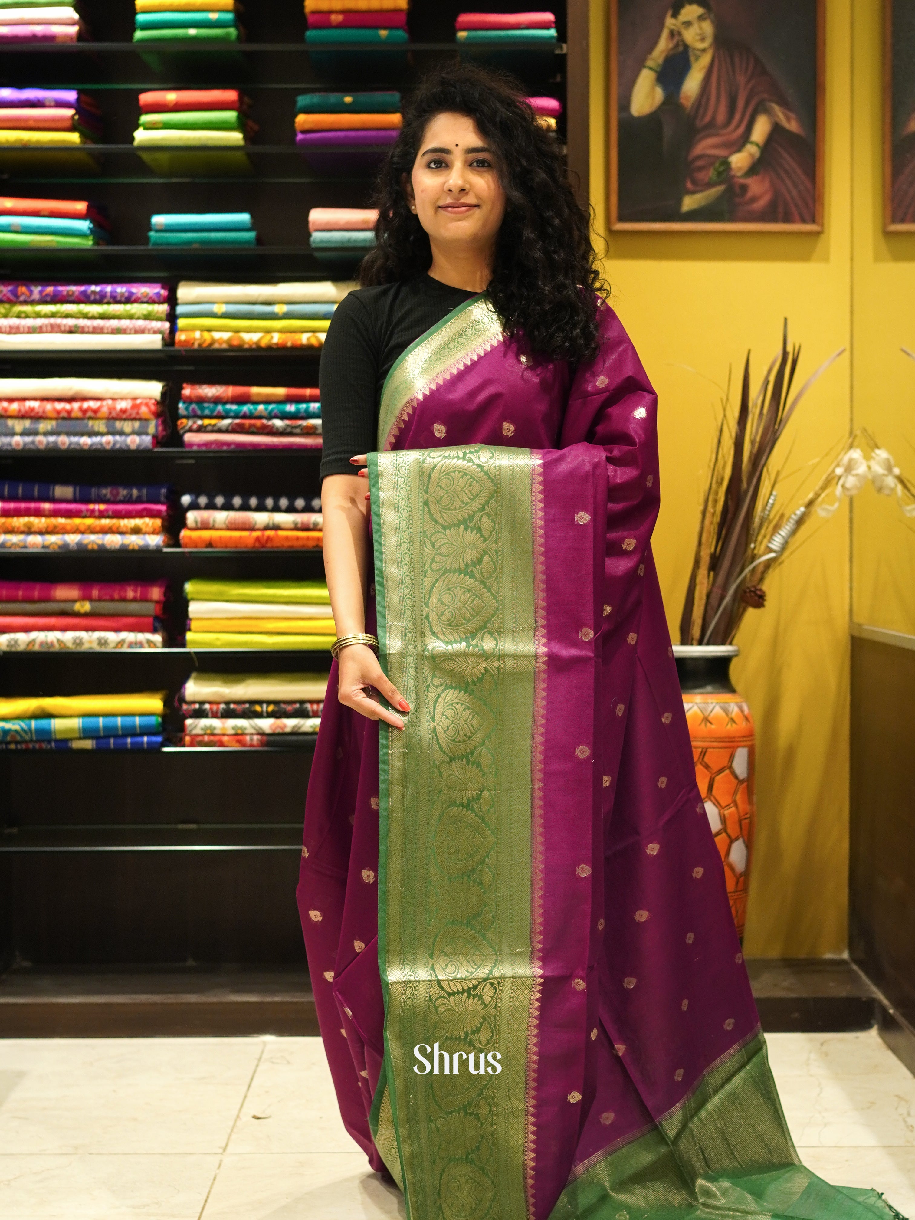 CDS27157 - Semi Silkcotton Saree - Shop on ShrusEternity.com