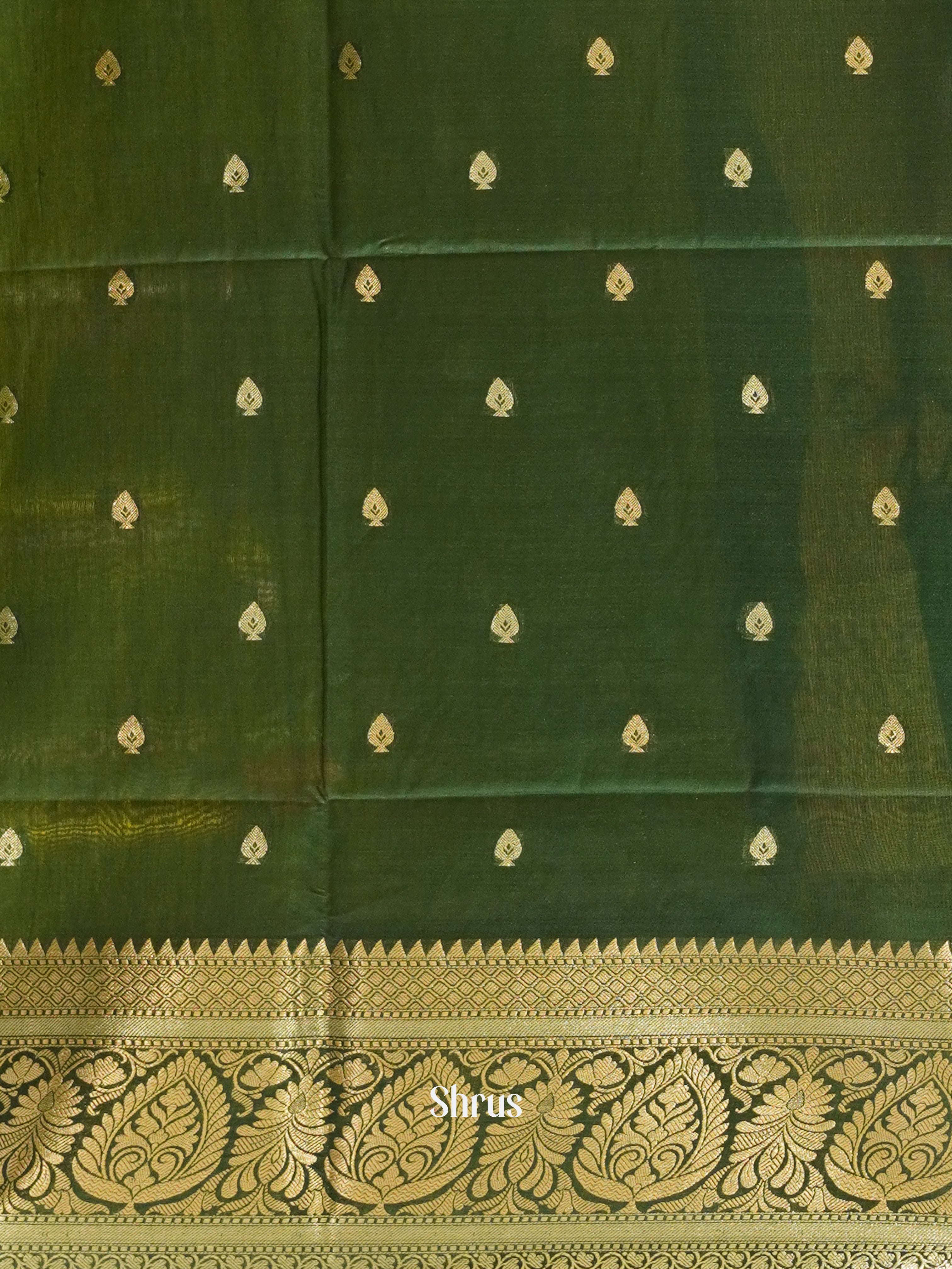 Lime Green & Green - Semi Silk Cotton Saree - Shop on ShrusEternity.com