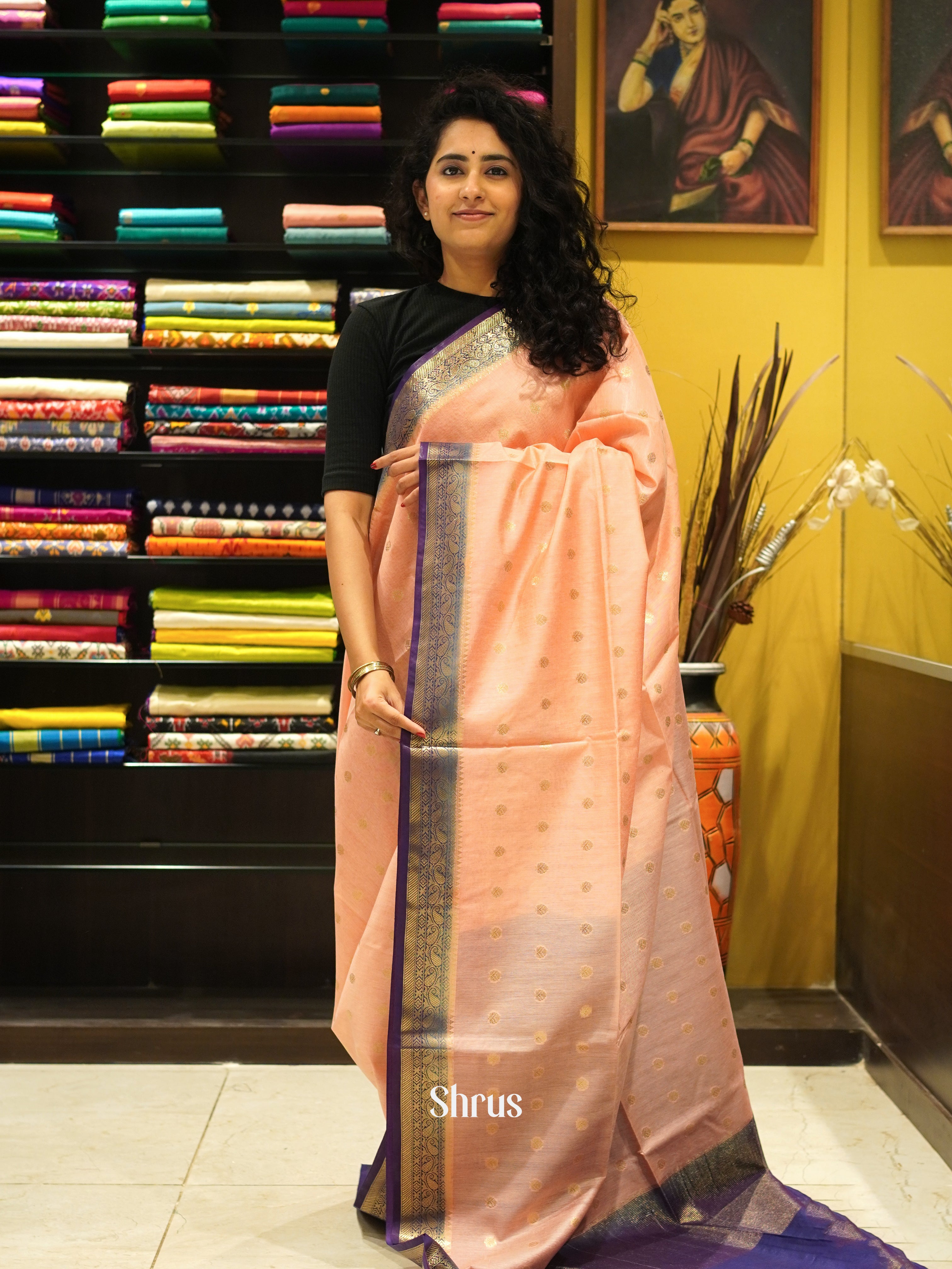 CDS27164 - Semi Silkcotton Saree - Shop on ShrusEternity.com