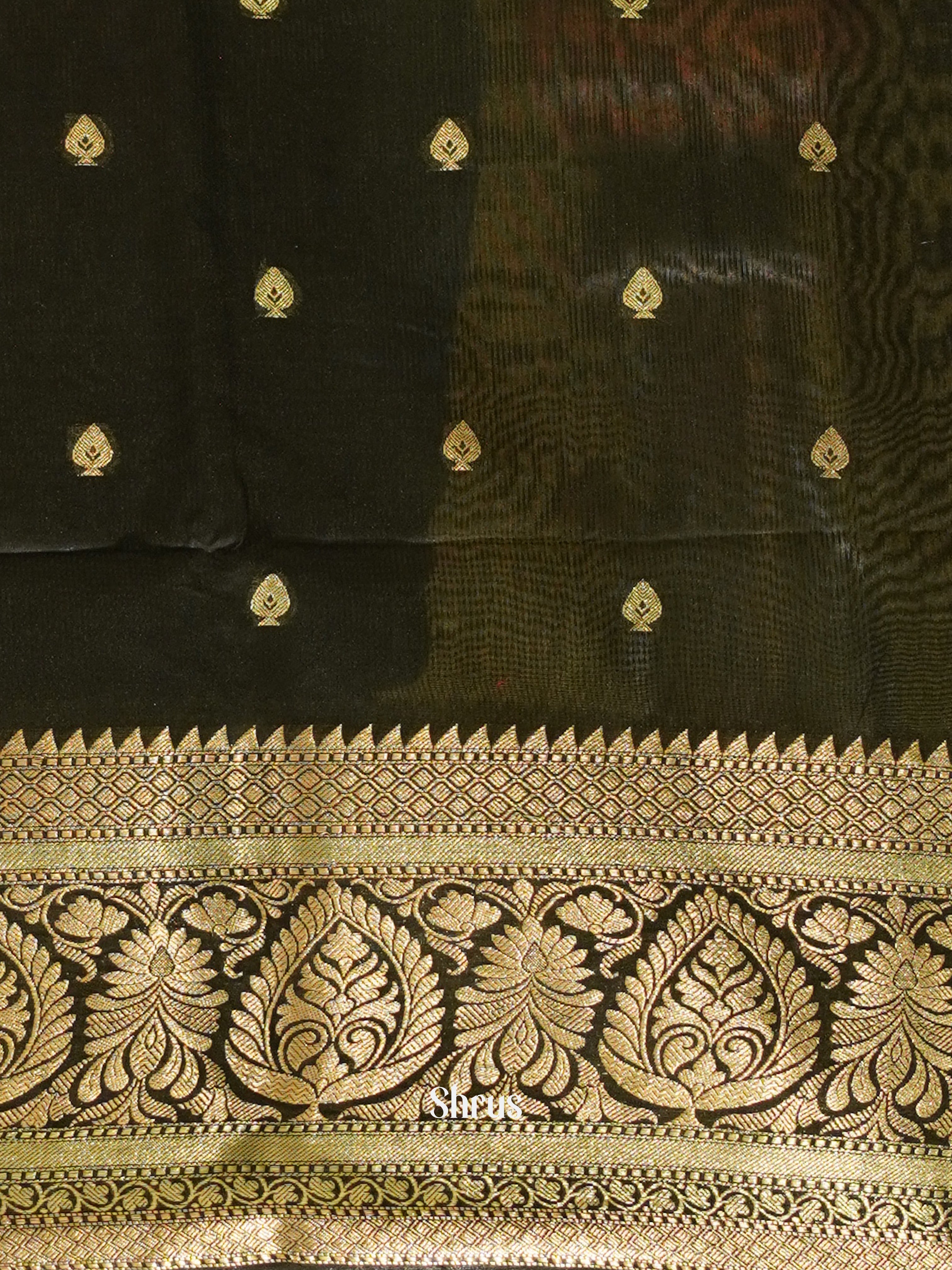 Peach & Green - Semi Silk Cotton saree - Shop on ShrusEternity.com