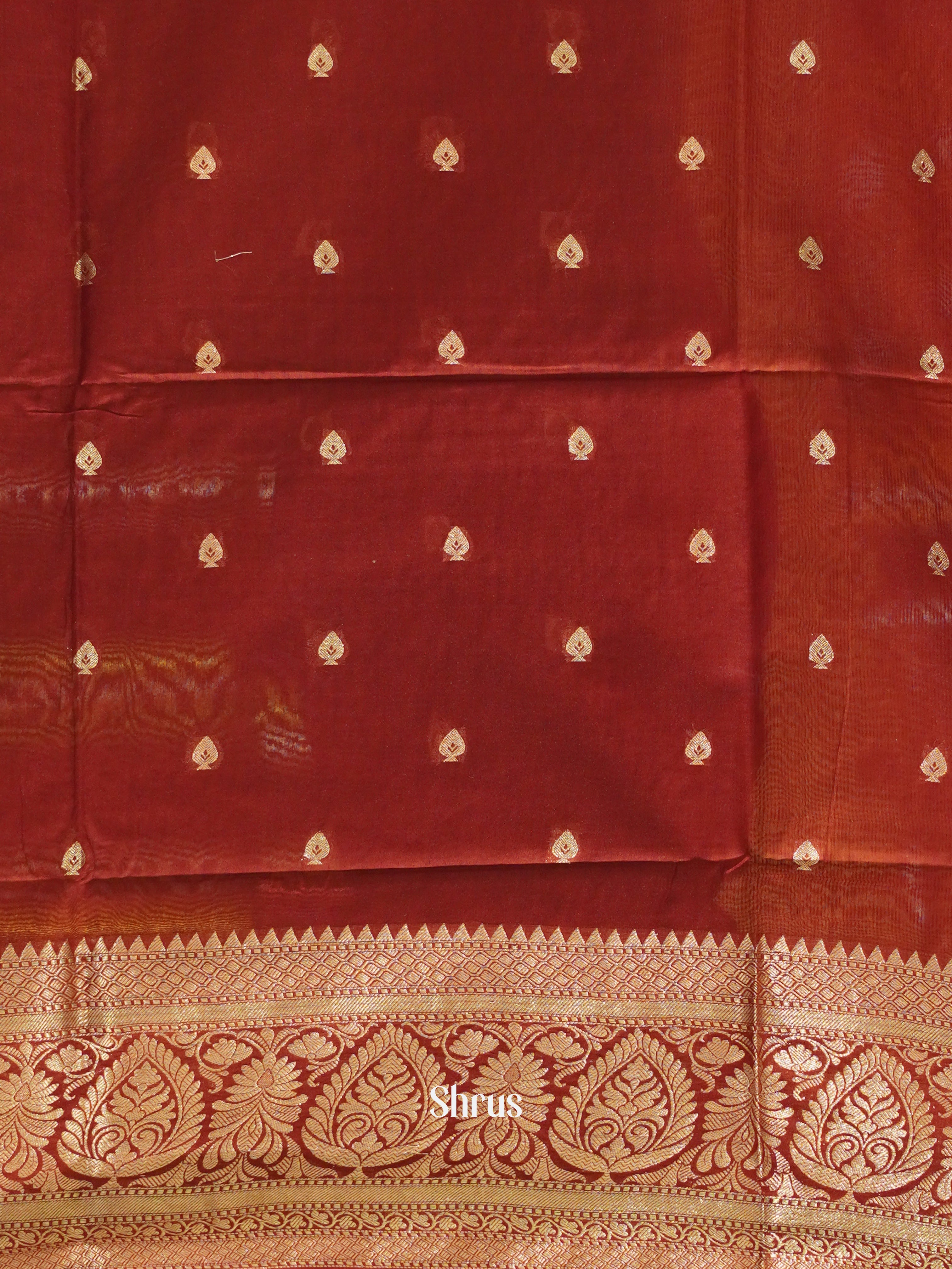 Brown & Maroon - Semi Silk Cotton Saree - Shop on ShrusEternity.com