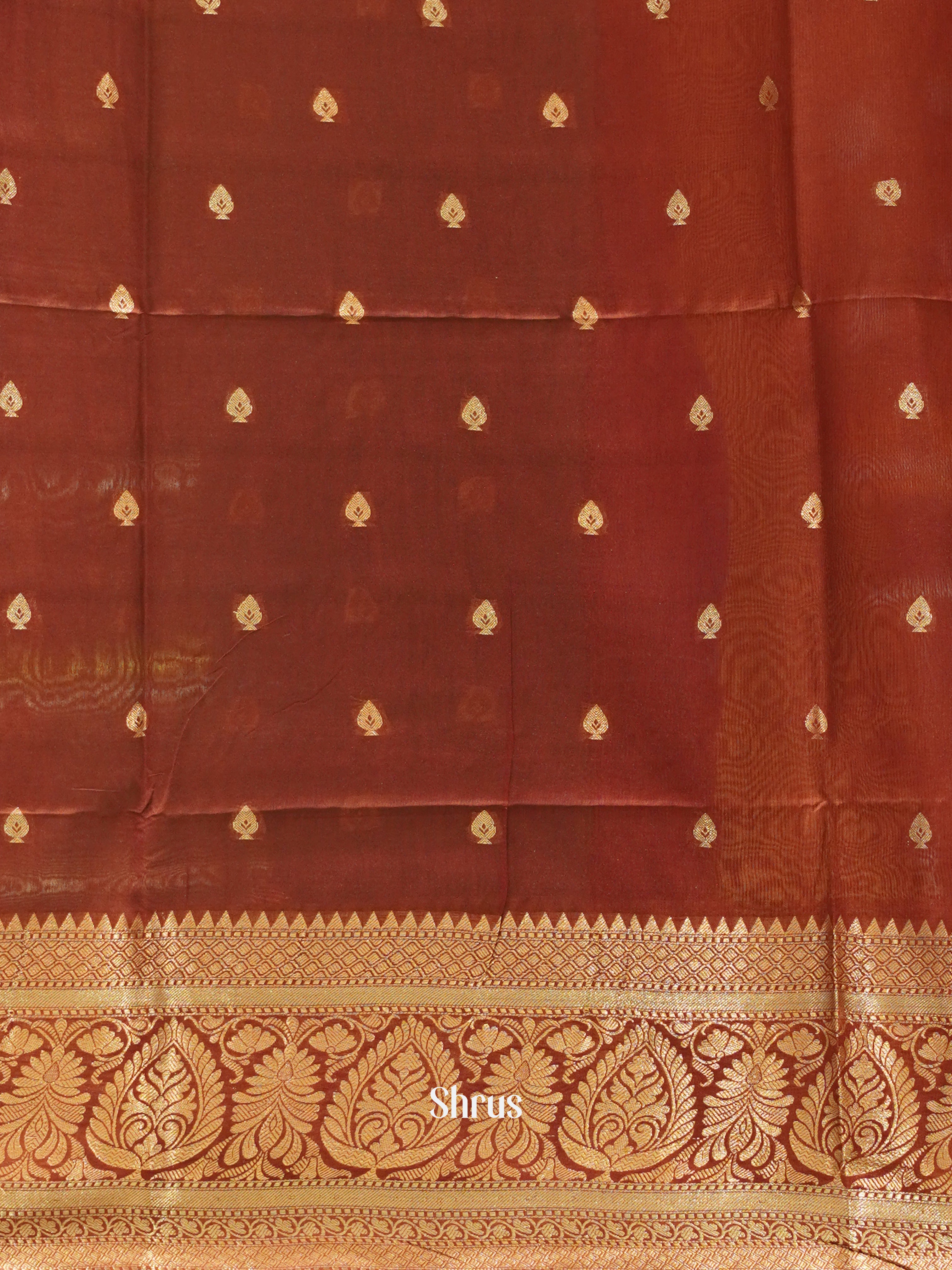 Green & Maroon - Semi Silk Cotton saree - Shop on ShrusEternity.com