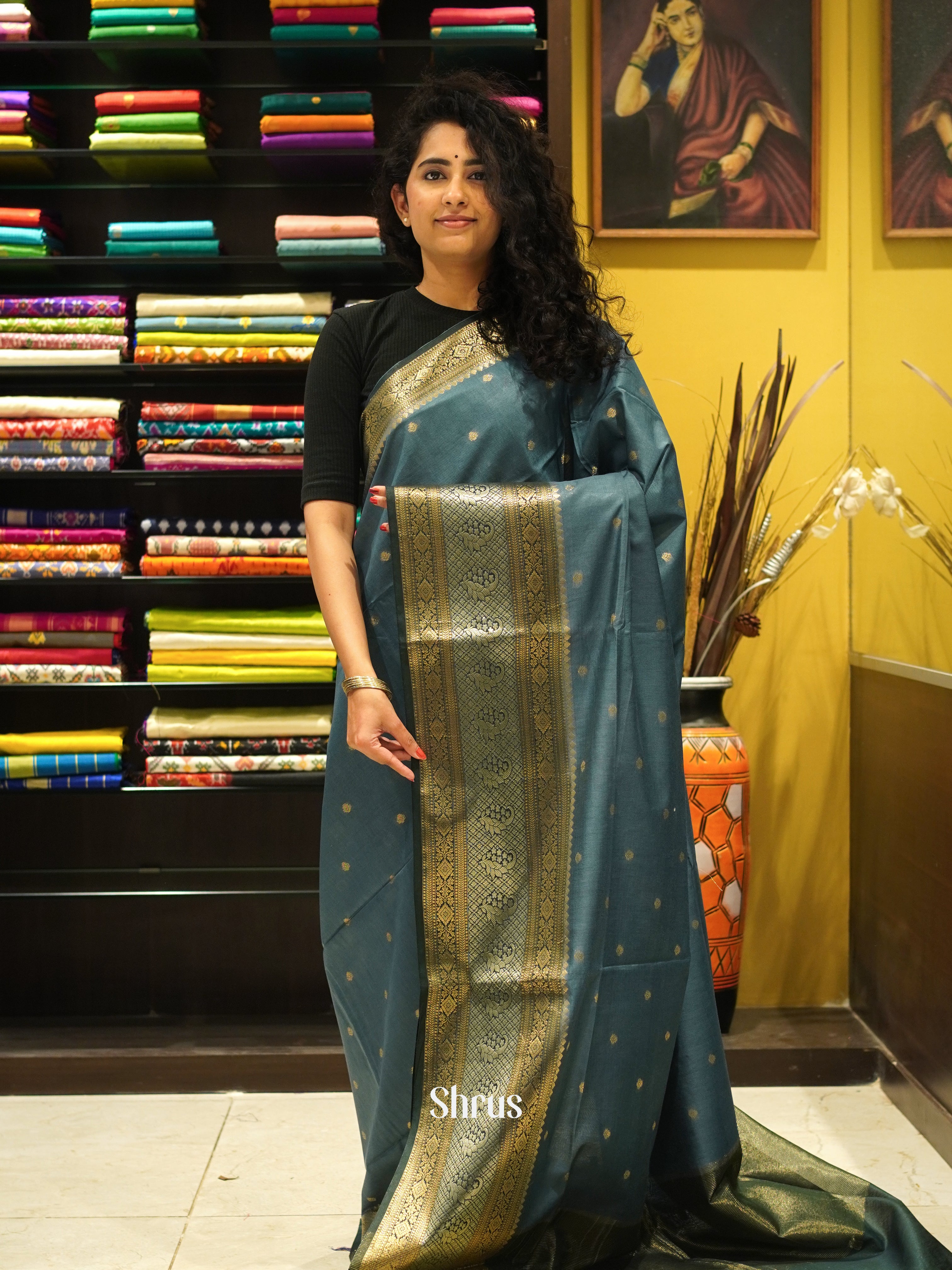 CDS27189 - Semi Silkcotton Saree - Shop on ShrusEternity.com