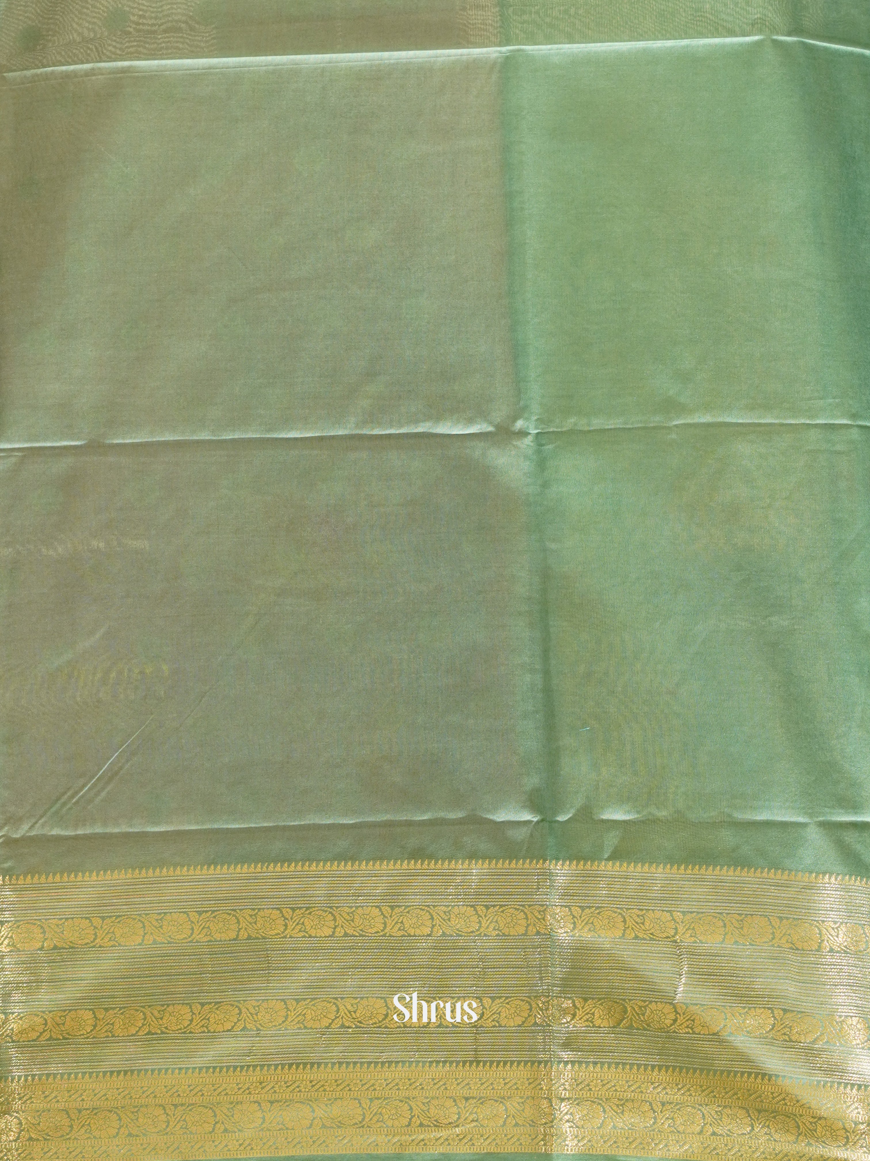 Peachish Pink & Green - Semi Silk Cotton Saree - Shop on ShrusEternity.com