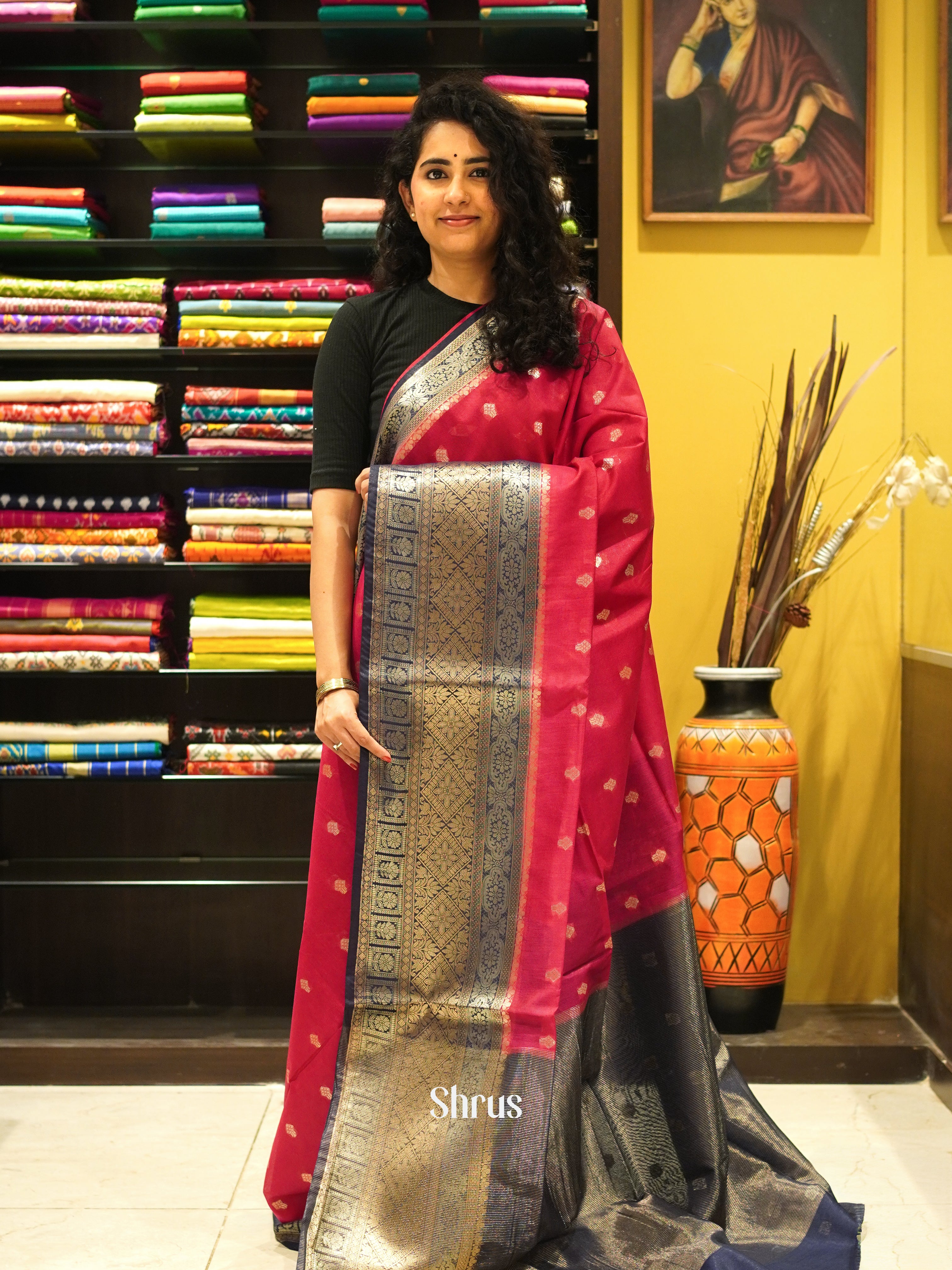 CDS27215 - Semi Silkcotton Saree - Shop on ShrusEternity.com