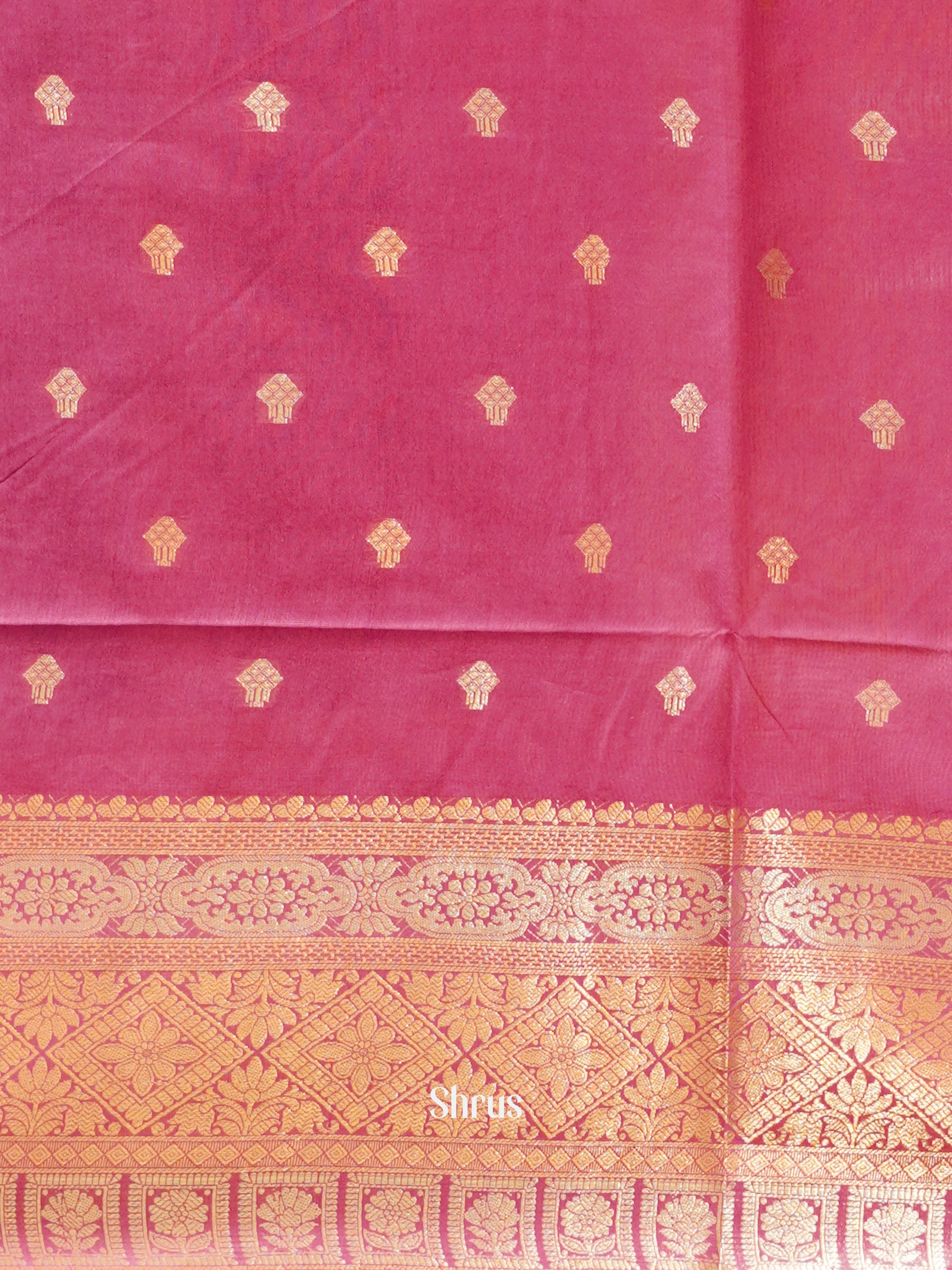 Violet & Pink - Semi Silk Cotton Saree - Shop on ShrusEternity.com